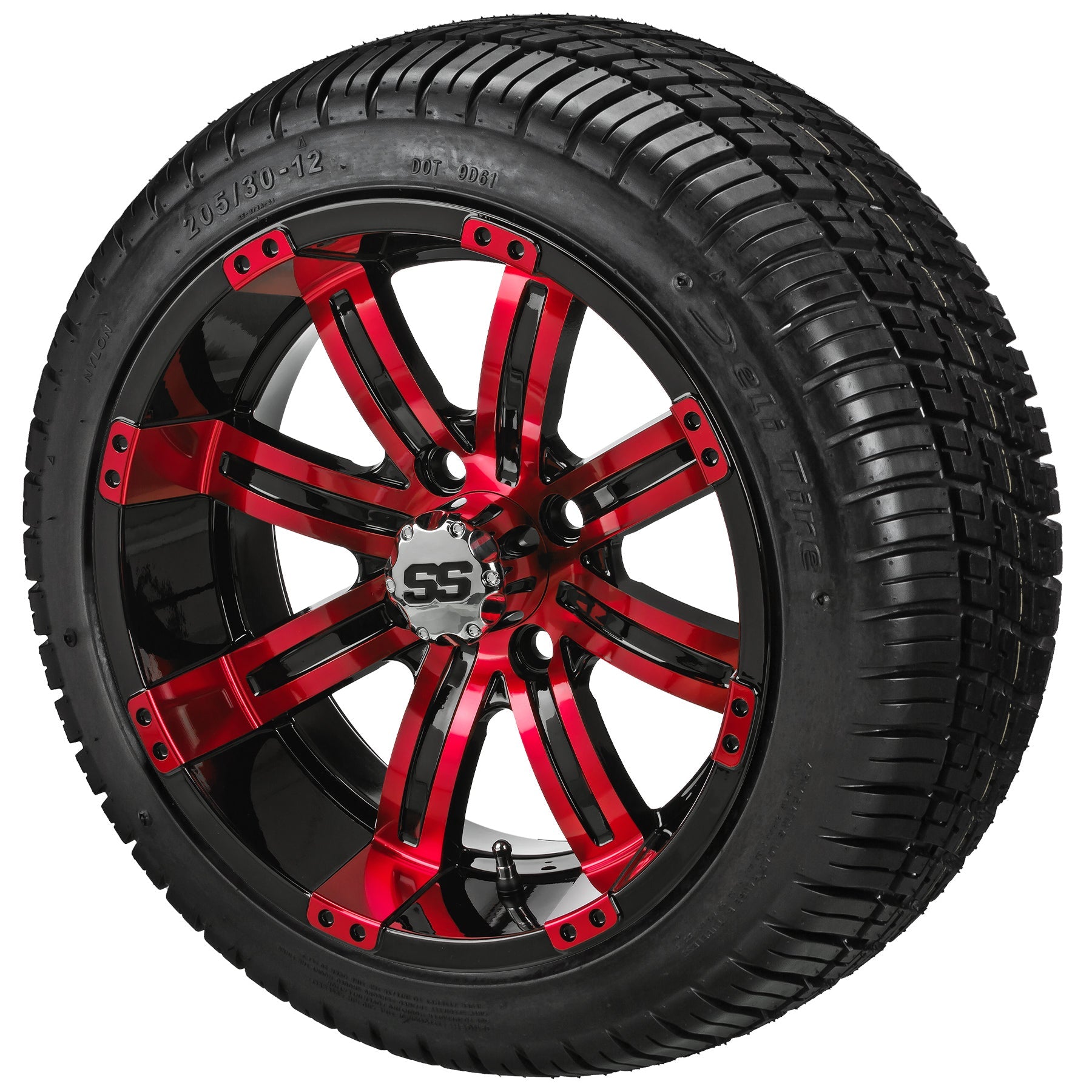 LSI 12' Casino Black & Red Wheel and Low Profile Tire Combo