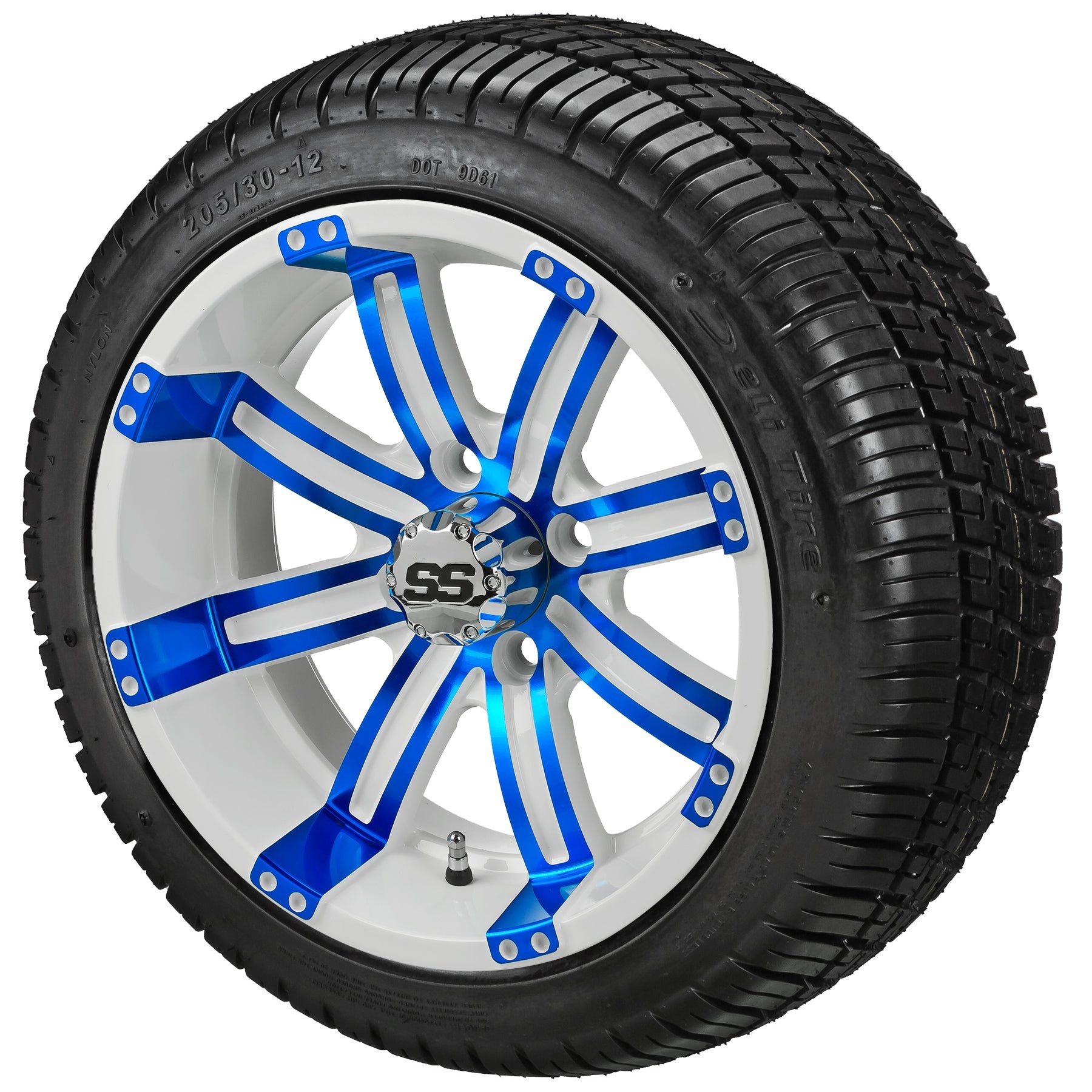 LSI 12' Casino White & Blue Wheel and Low Profile Tire Combo