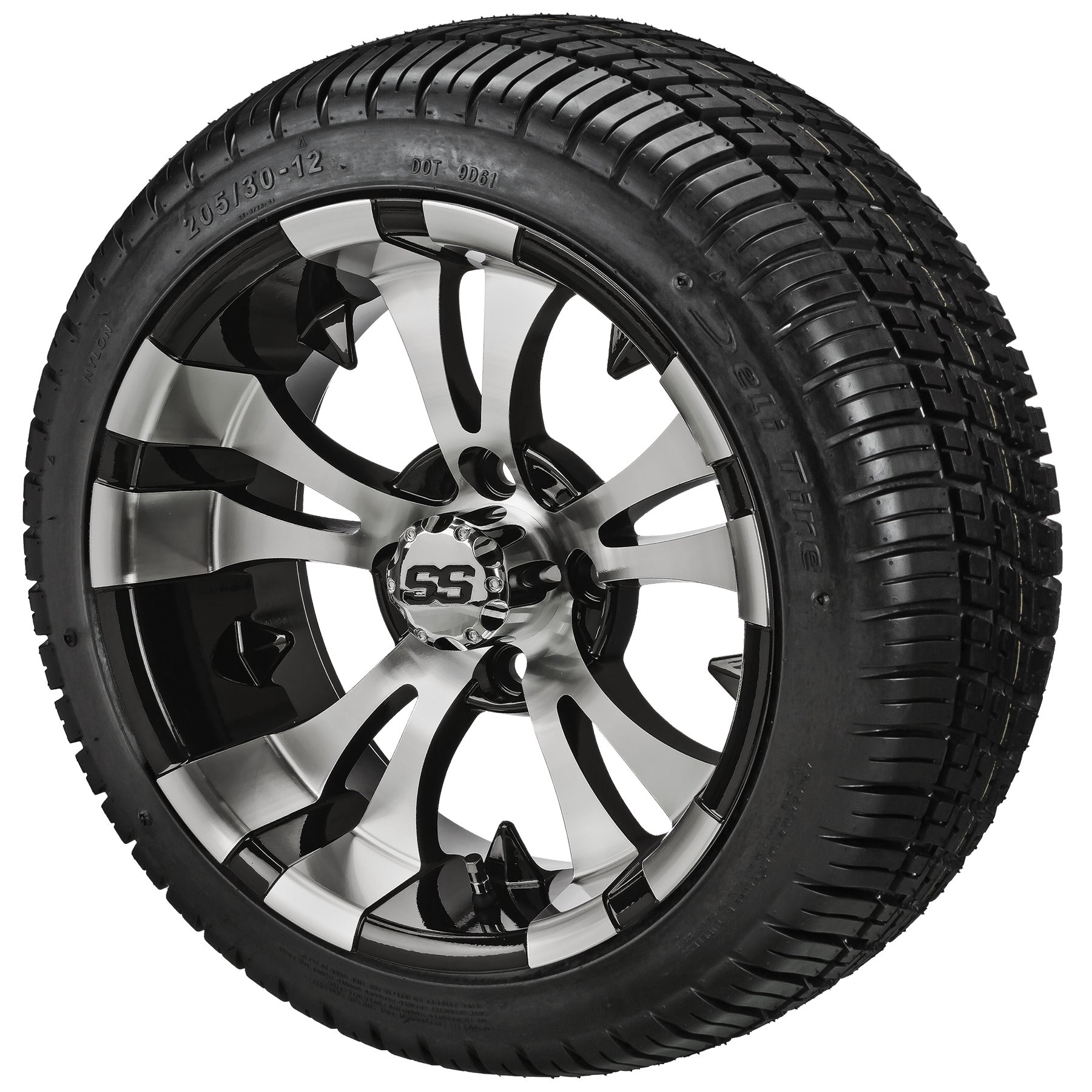 LSI 12' Warlock Black & Machined Wheel and Low Profile Tire Combo