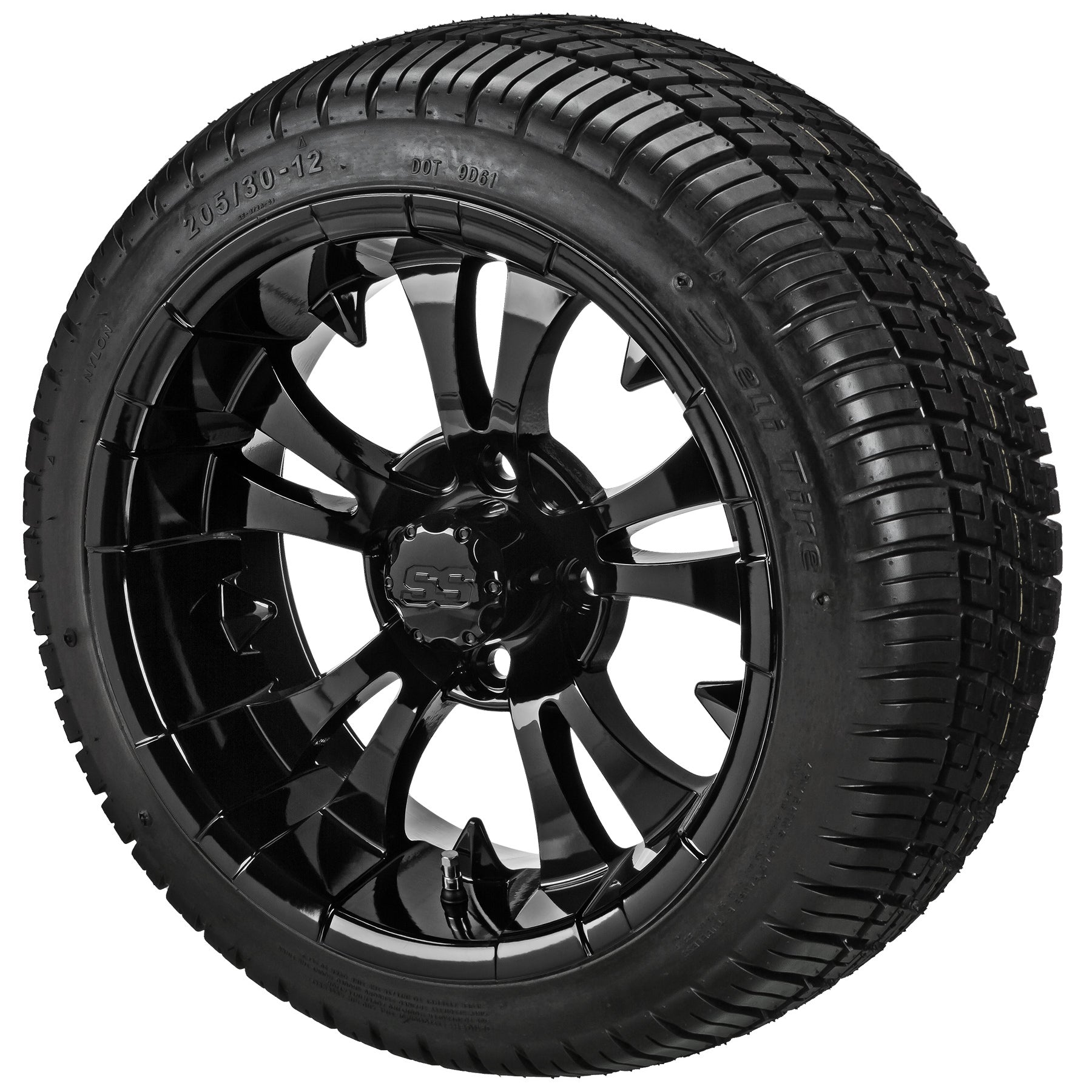 LSI 12' Warlock Gloss Black Wheel and Low Profile Tire Combo