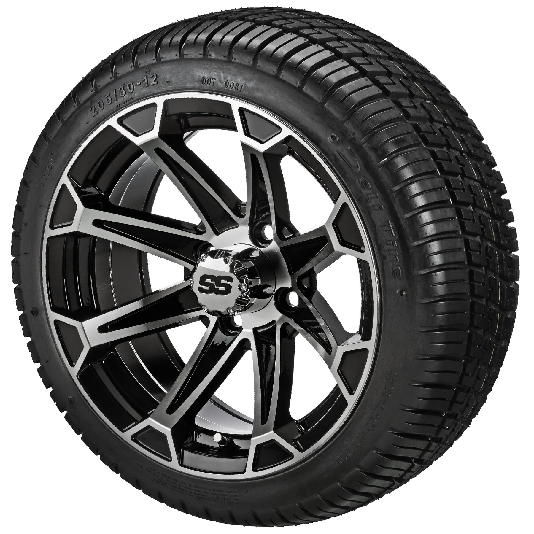 LSI 12' Viking Black & Machined Wheel and Low Profile Tire Combo