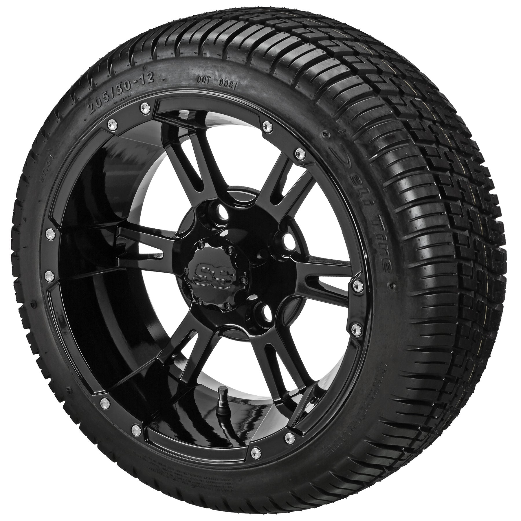 LSI 12' Raptor Gloss Black Wheel and Low Profile Tire Combo