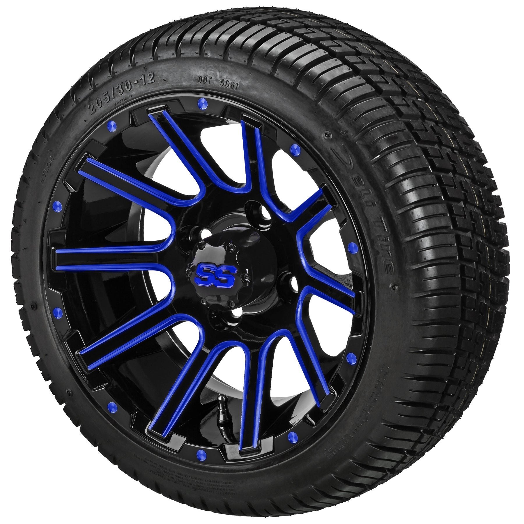LSI 12' Venom Black & Blue Wheel and Low Profile Tire Combo