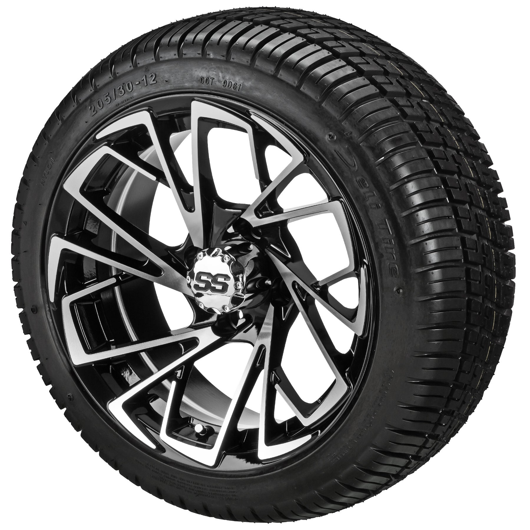 LSI 12' Stinger Black & Machined Wheel and Low Profile Tire Combo