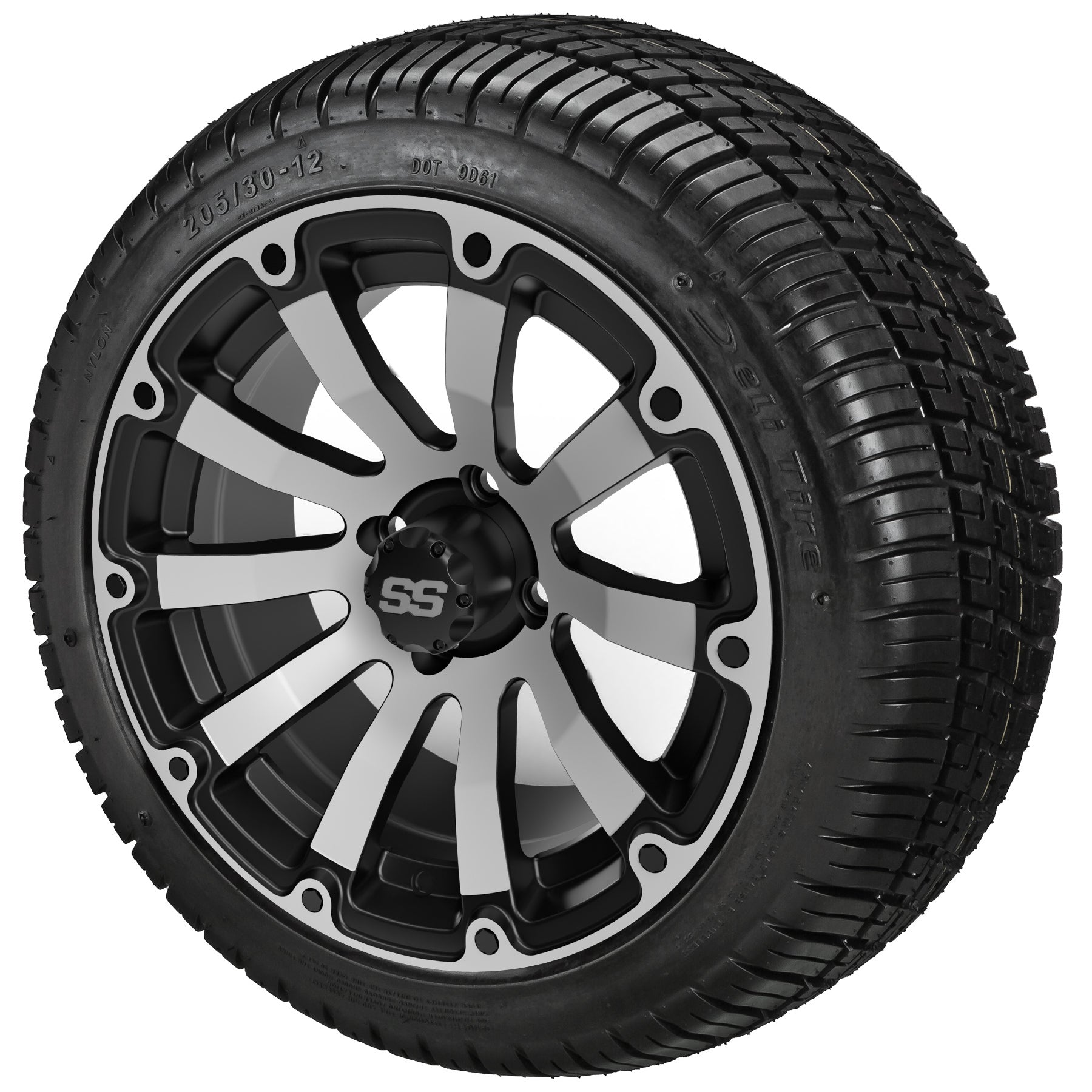 LSI 12' Beast Black & Machined Wheel and Low Profile Tire Combo