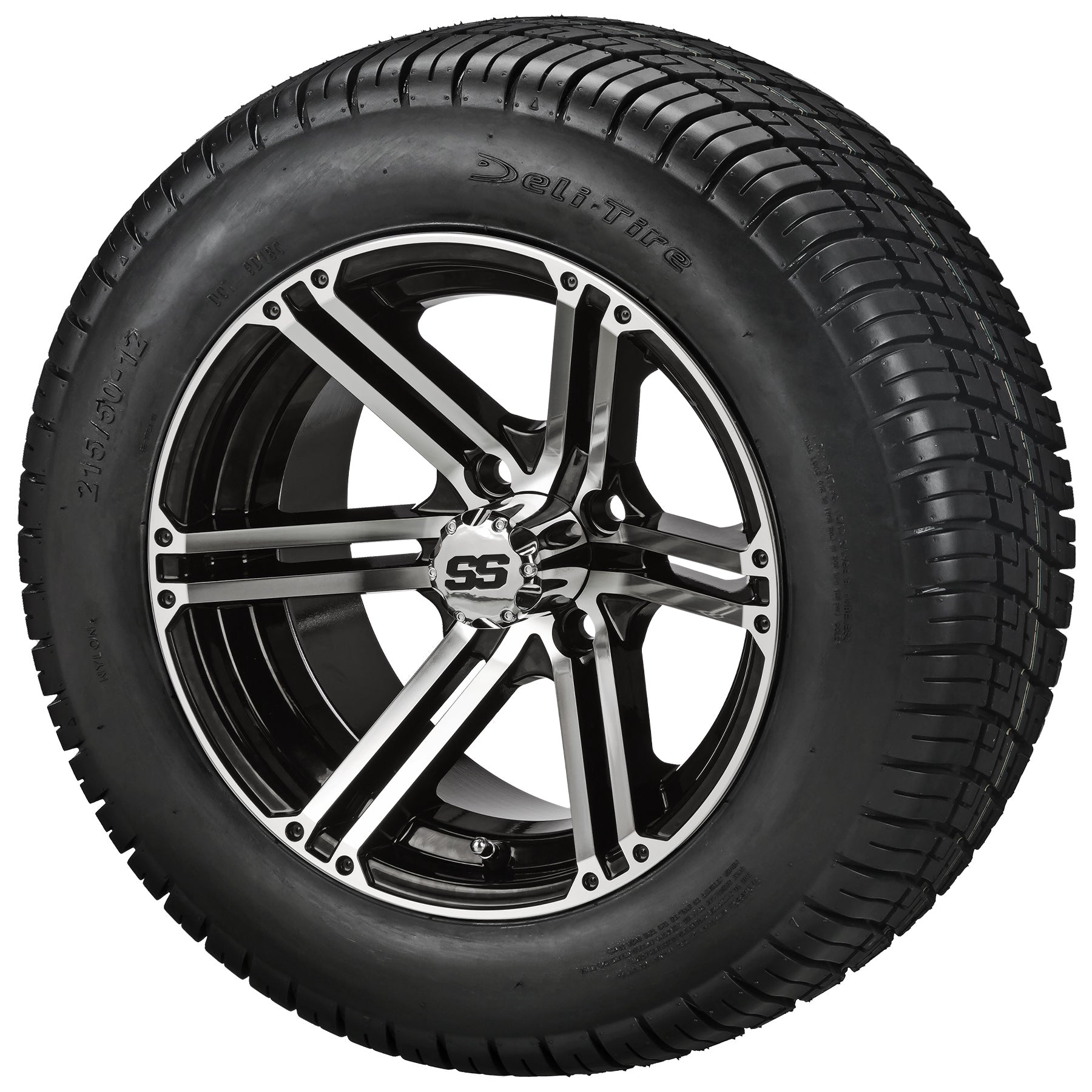 LSI 12' Yukon Black & Machined Wheel and Low Profile Tire Combo (Centered)