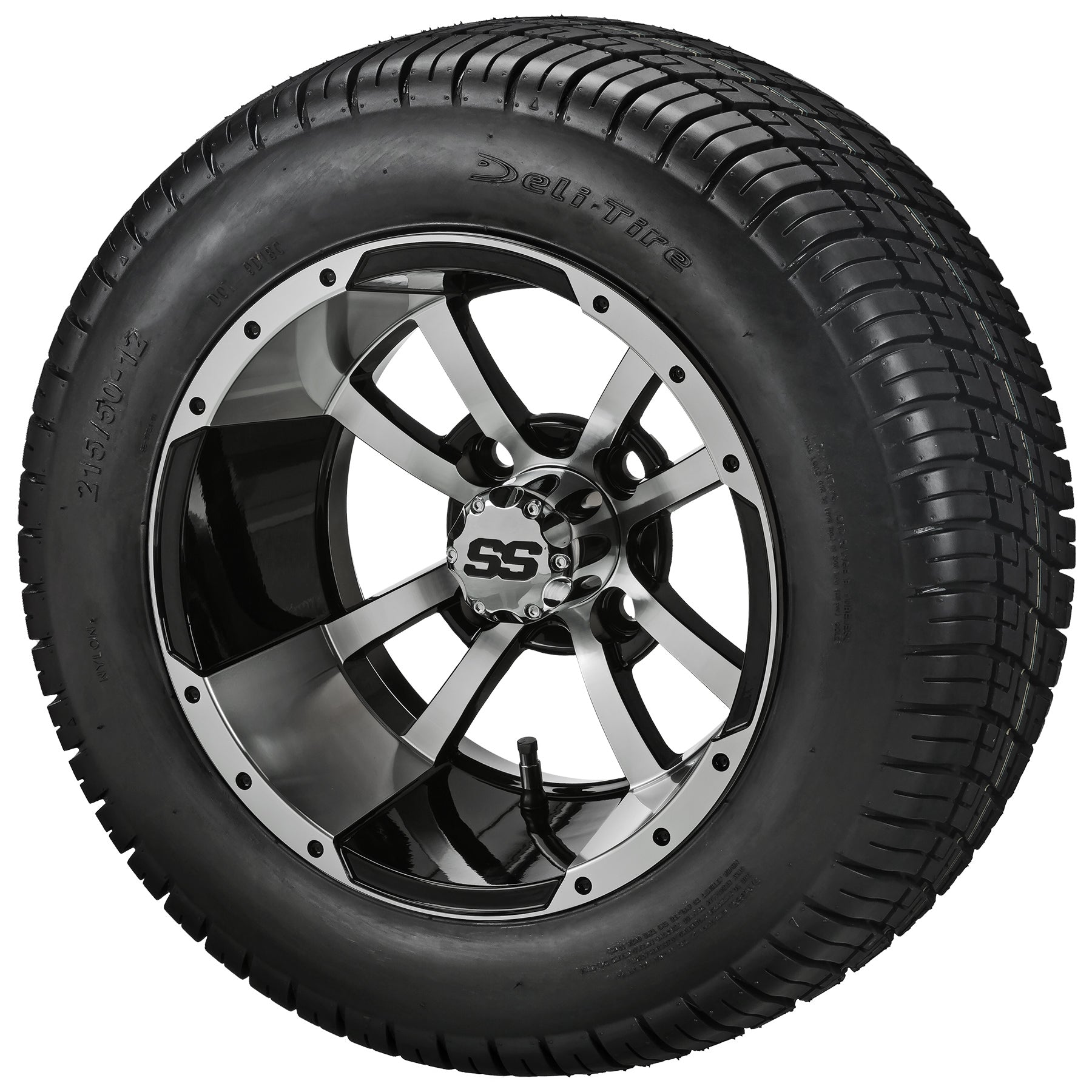 LSI 12' Maltese Cross Black & Machined Wheel and Low Profile Tire Combo