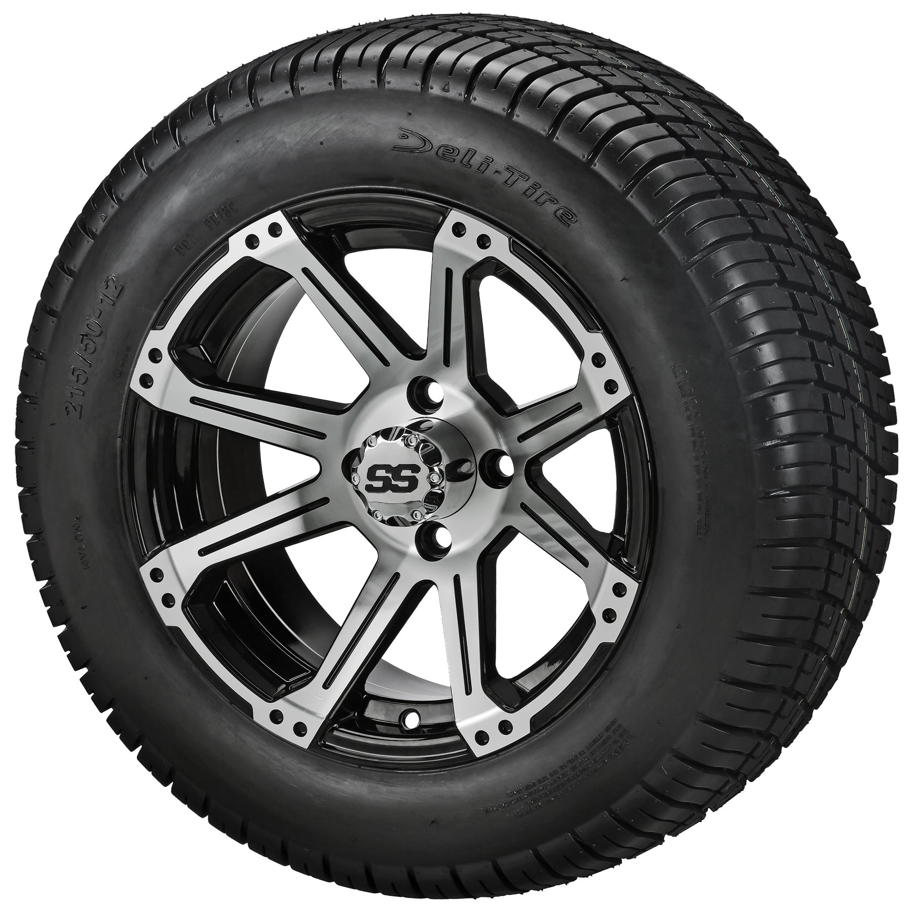 LSI 12' Rampage Black & Machined Wheel and Low Profile Tire Combo
