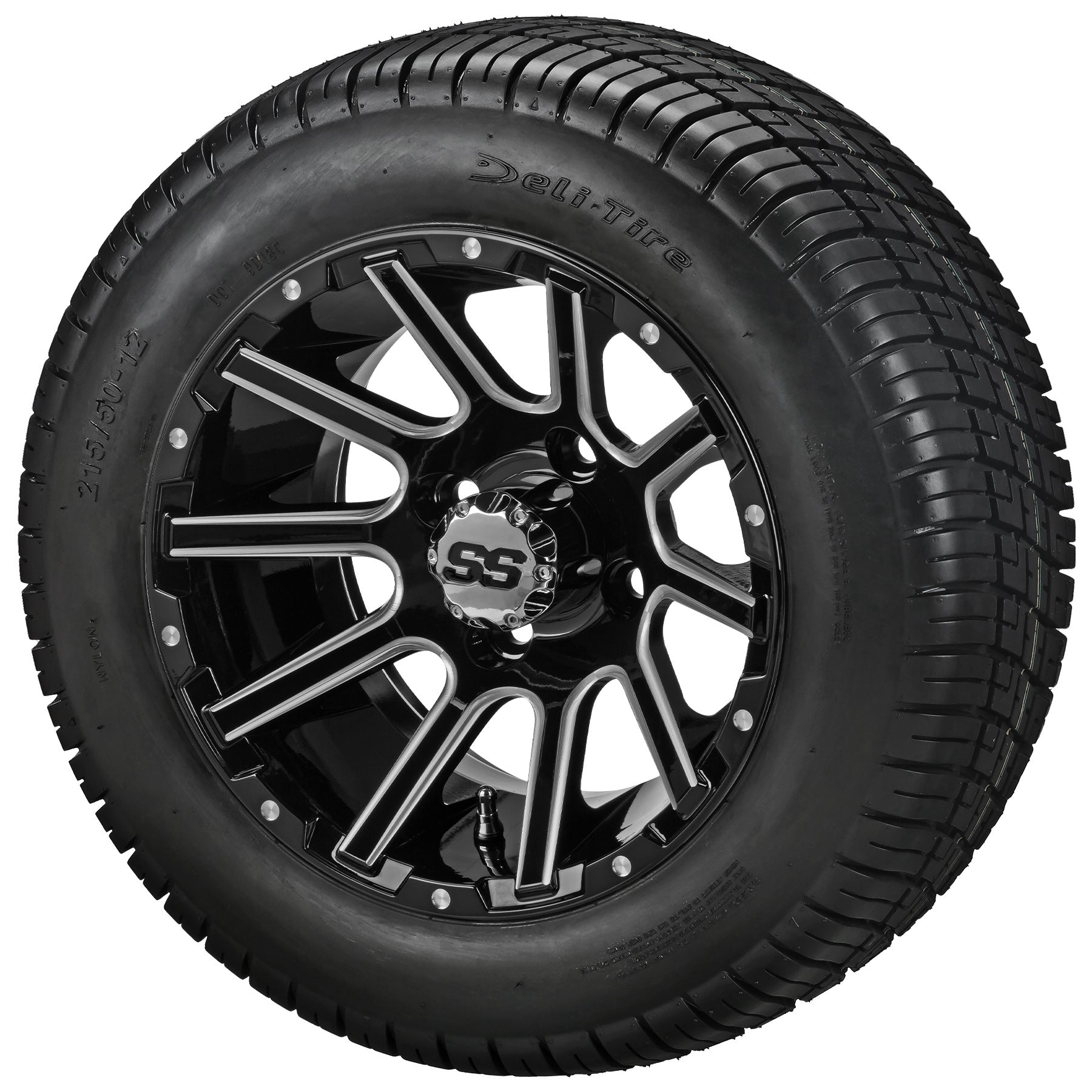 LSI 12' Venom Black & Machined Wheel and Low Profile Tire Combo
