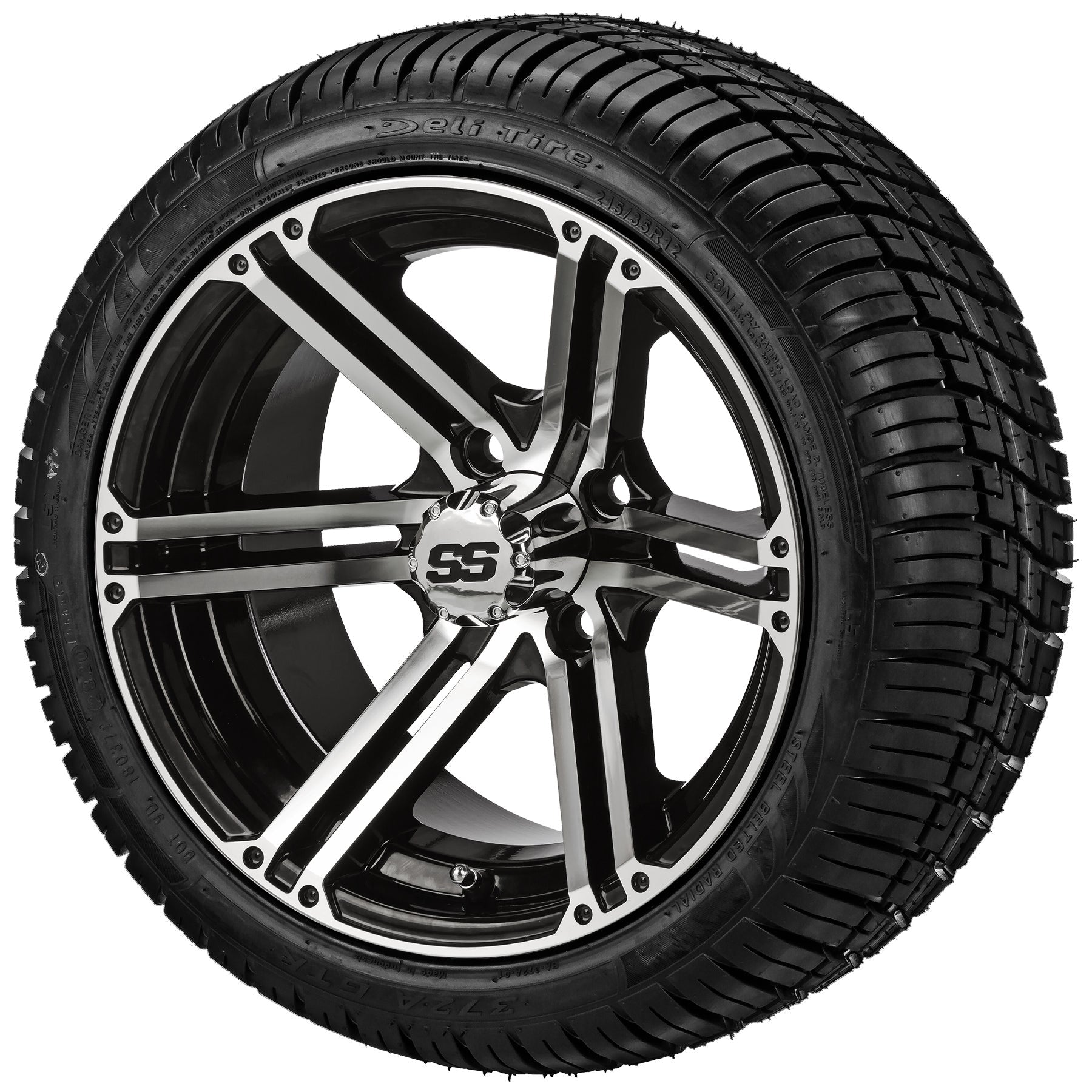 LSI 12' Yukon Black & Machined Wheel and Low Profile Tire Combo