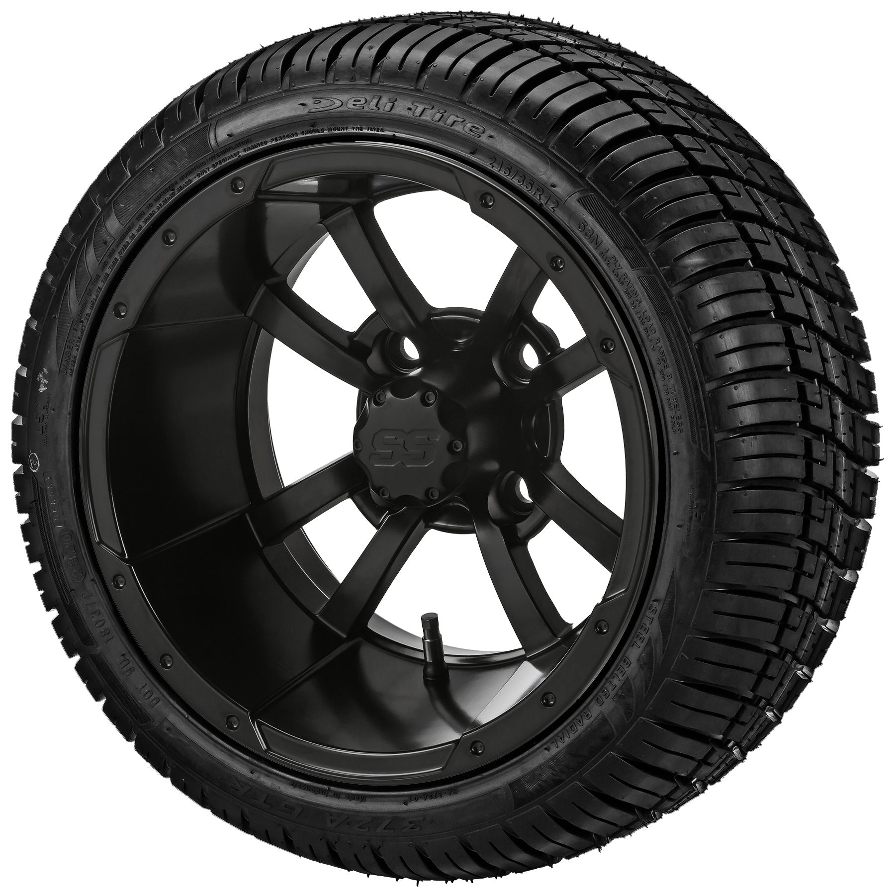 LSI 12' Maltese Cross Matte Black Wheel and Low Profile Tire Combo