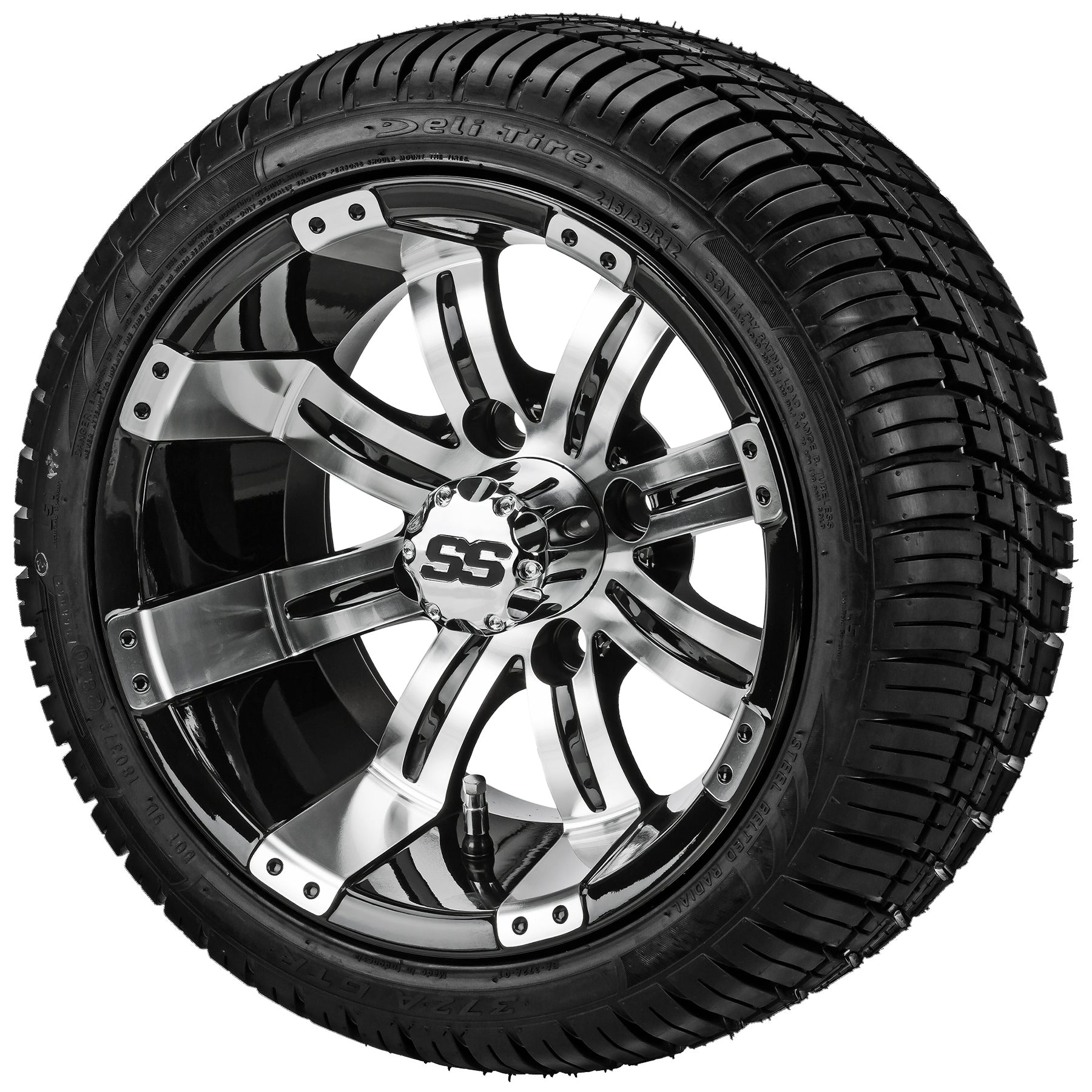 LSI 12' Casino Black & Machined Wheel and Low Profile Tire Combo