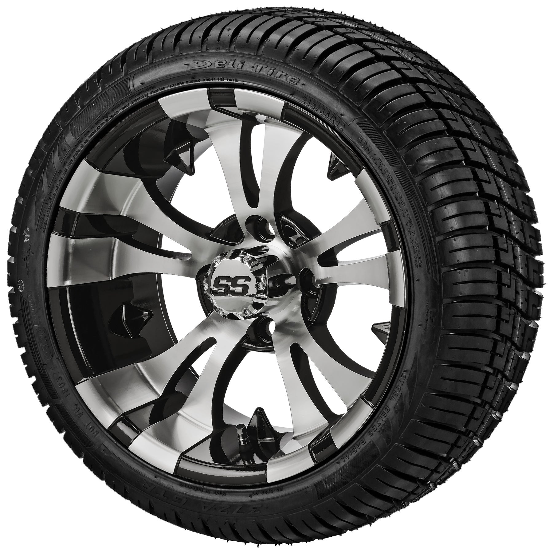 LSI 12' Warlock Black & Machined Wheel and Low Profile Tire Combo