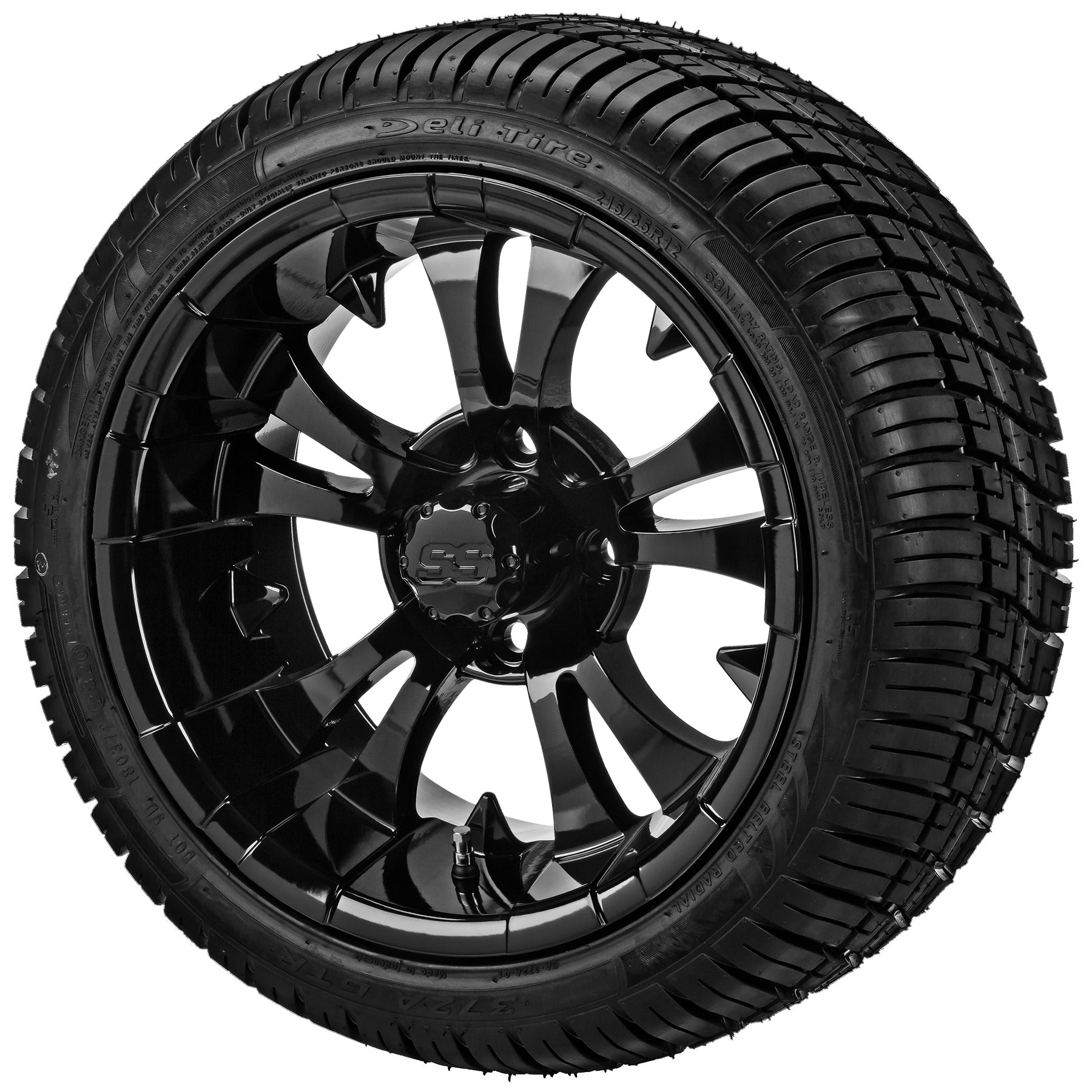LSI 12' Warlock Gloss Black Wheel and Low Profile Tire Combo