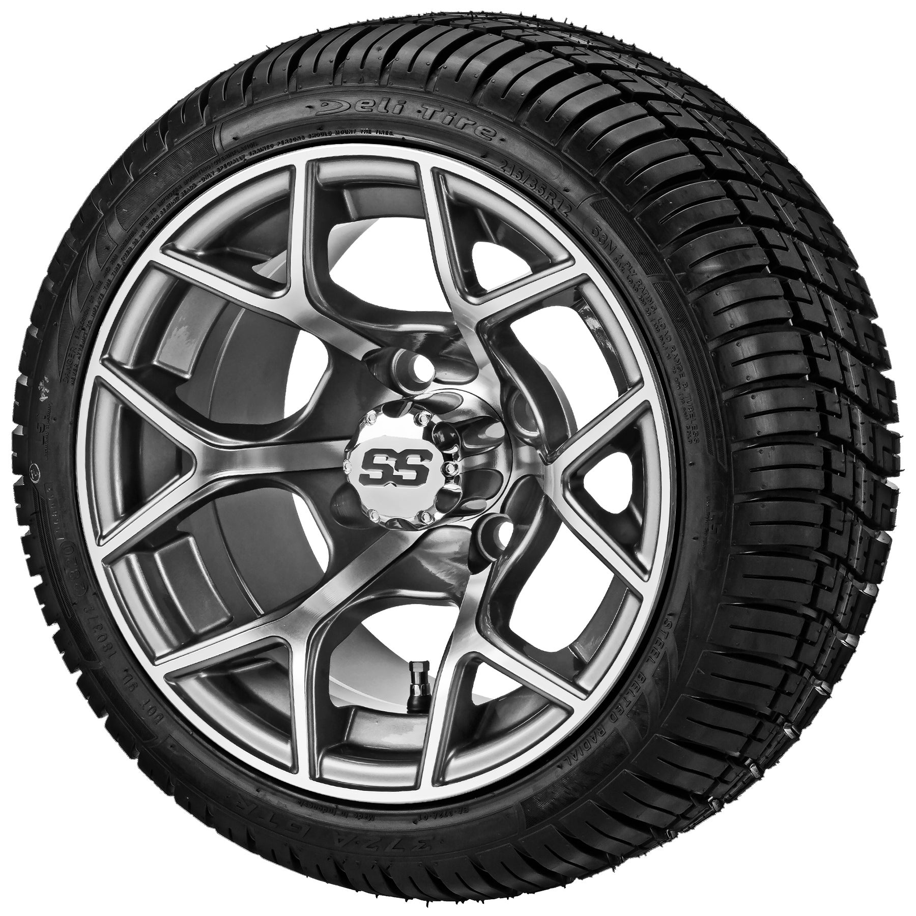 LSI 12' Ninja Gun Metal Gray & Machined Wheel and Low Profile Tire Combo