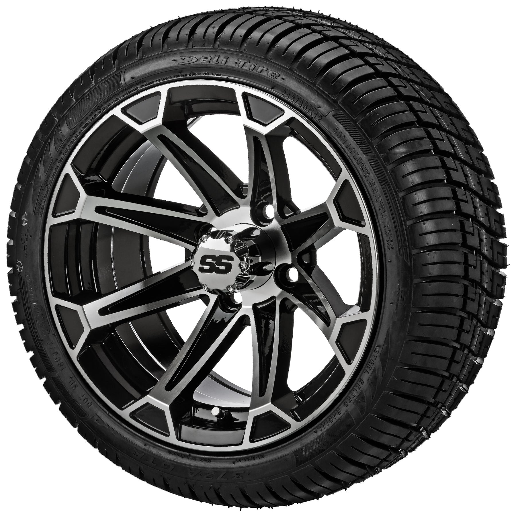LSI 12' Viking Black & Machined Wheel and Low Profile Tire Combo
