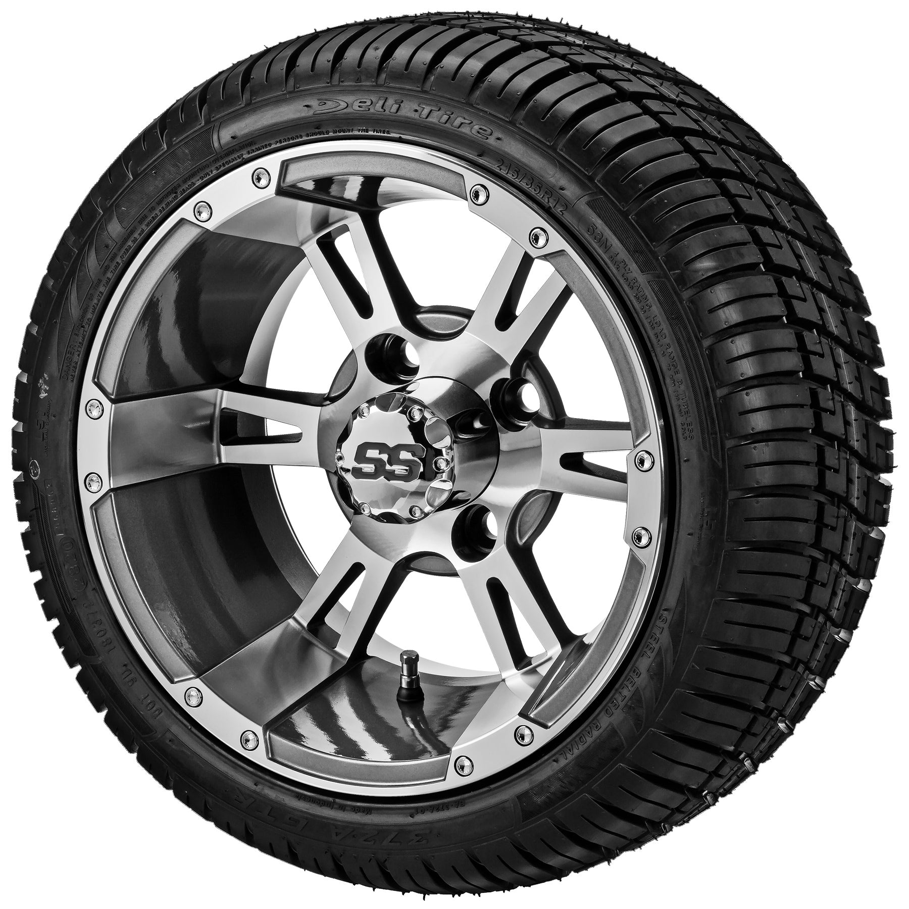 LSI 12' Raptor Gun Metal Gray & Machined Wheel and Low Profile Tire Combo