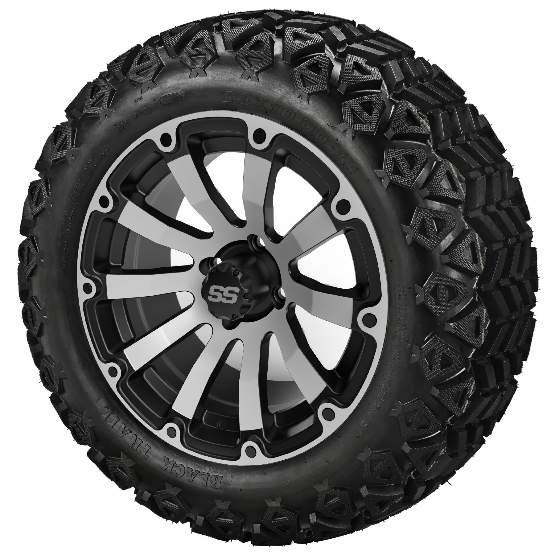 LSI 14' Beast Black & Machined Wheel and Lifted Tire Combo