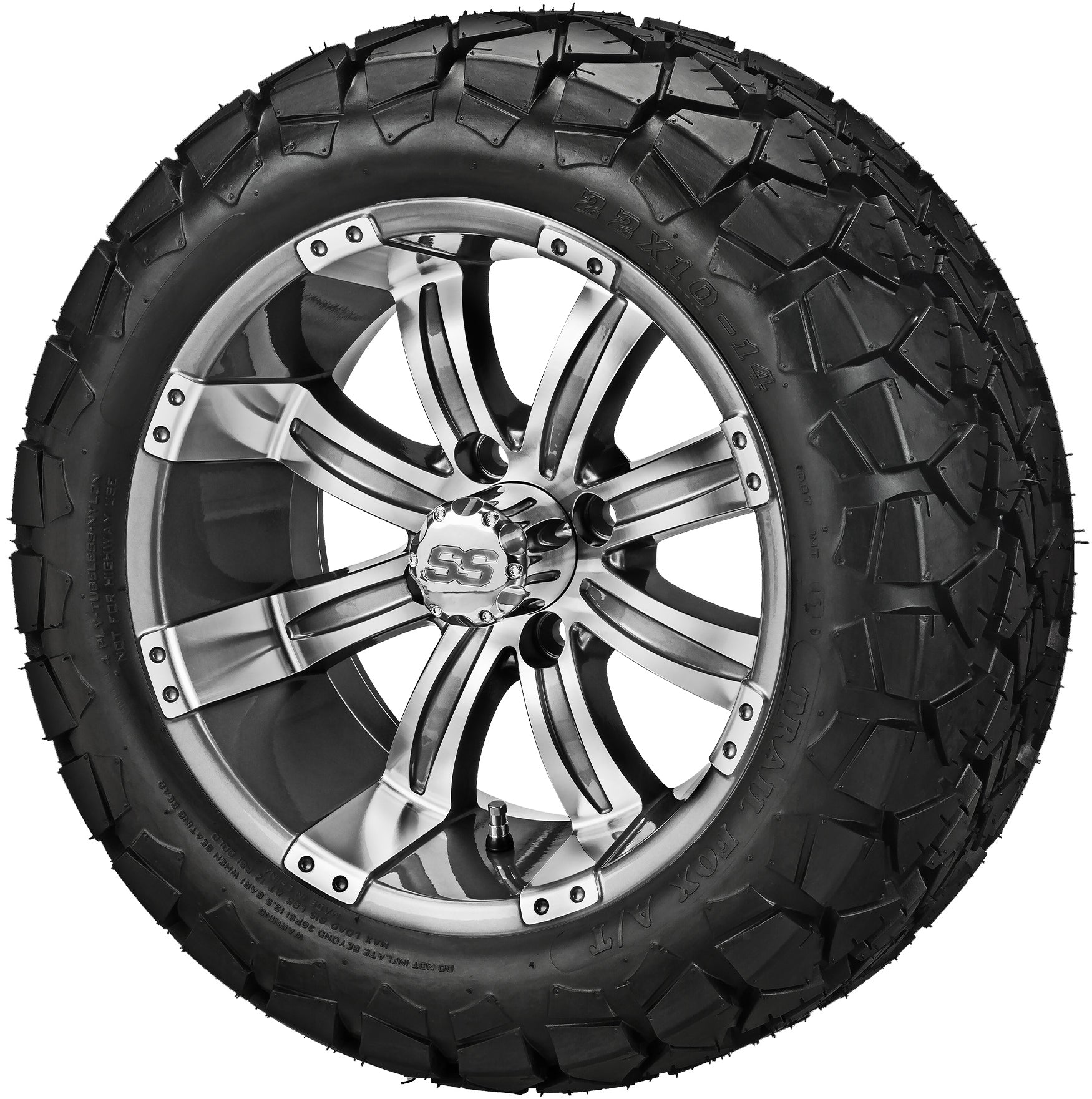 LSI 14' Casino Gun Metal Gray & Machined Wheel and Lifted Tire Combo