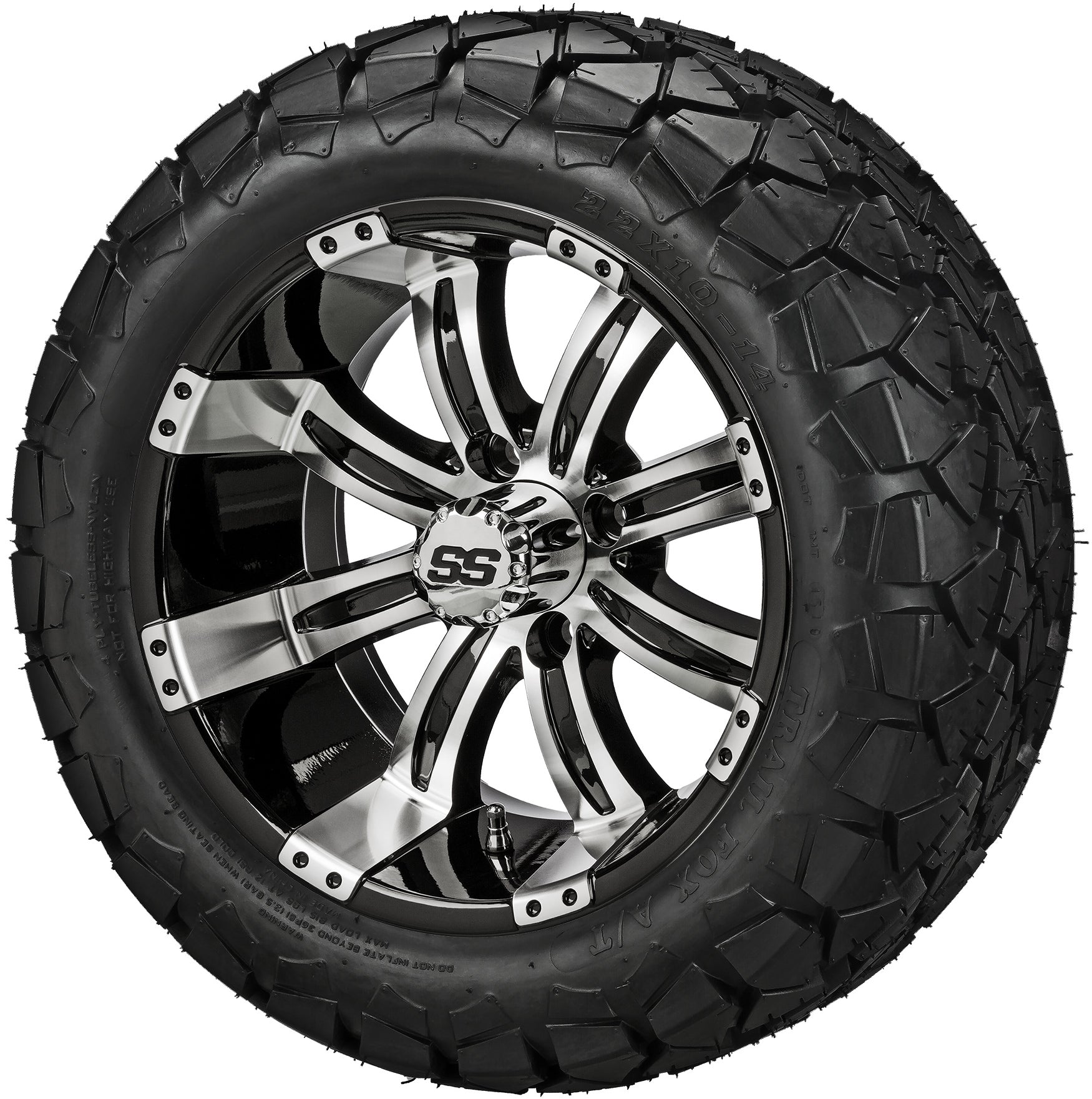 LSI 14' Casino Black & Machined Wheel and Lifted Tire Combo