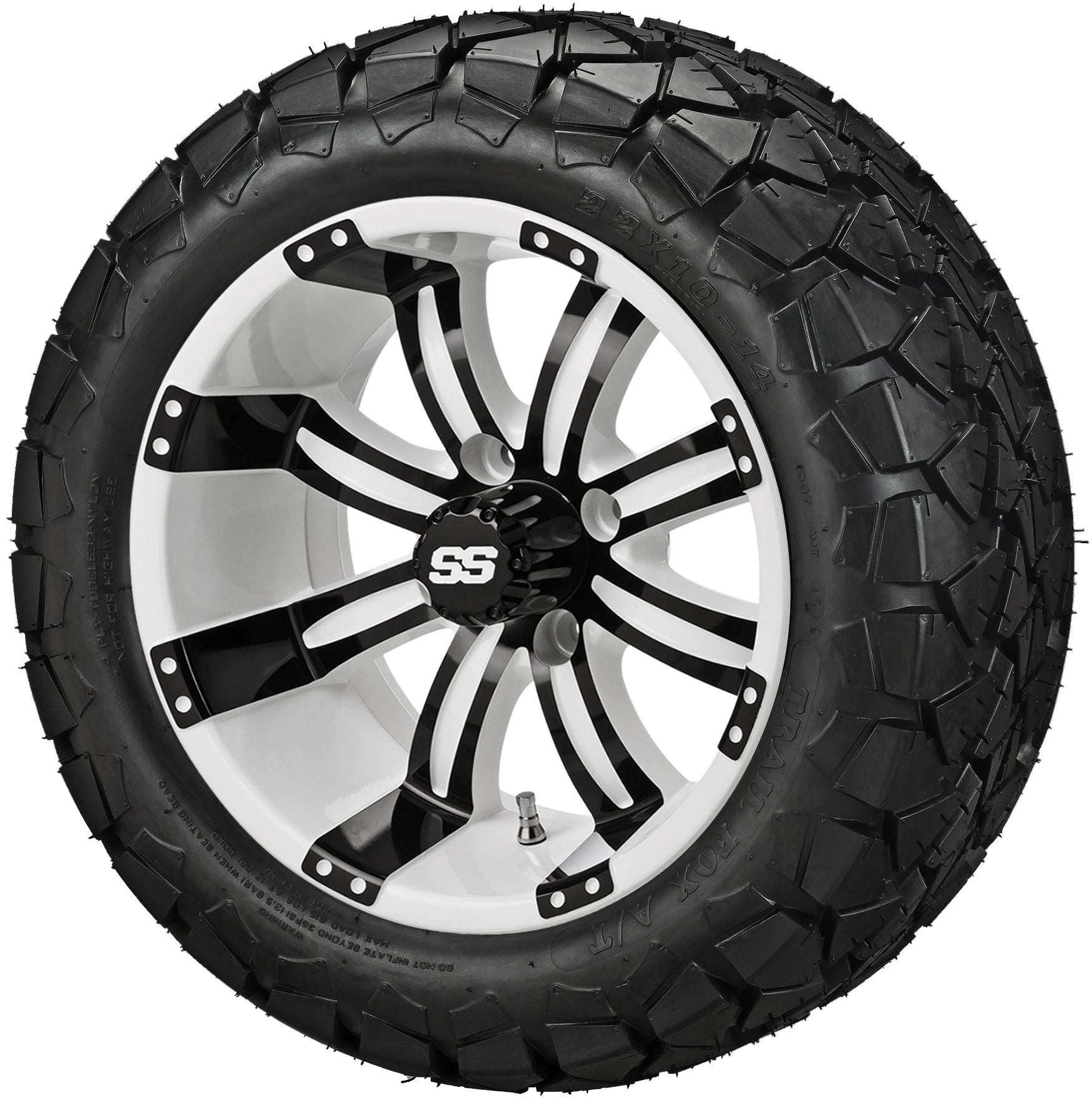 LSI 14' Casino White & Black Wheel and Lifted Tire Combo