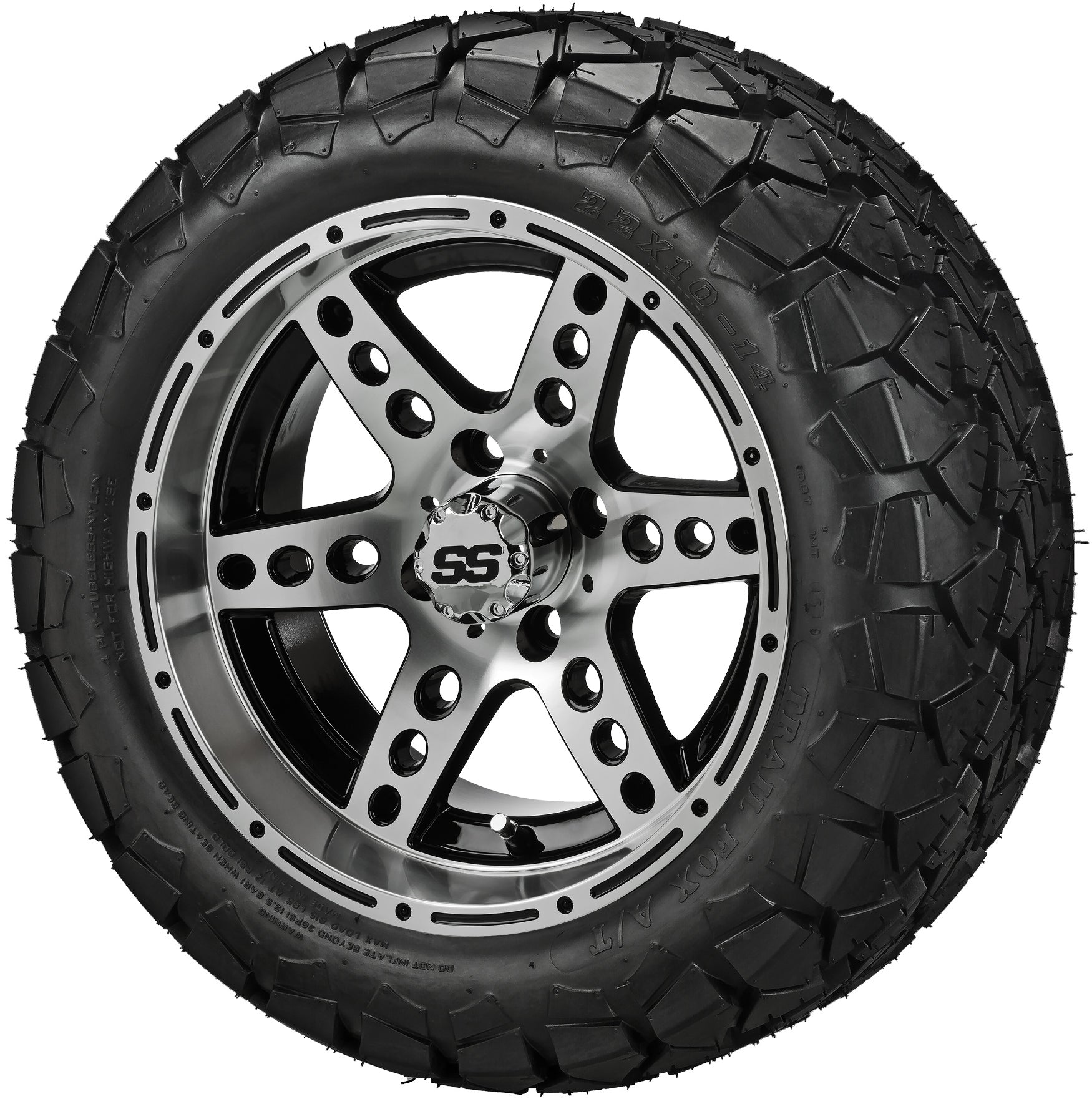 LSI 14' Chaos Black & Machined Wheel and Lifted Tire Combo