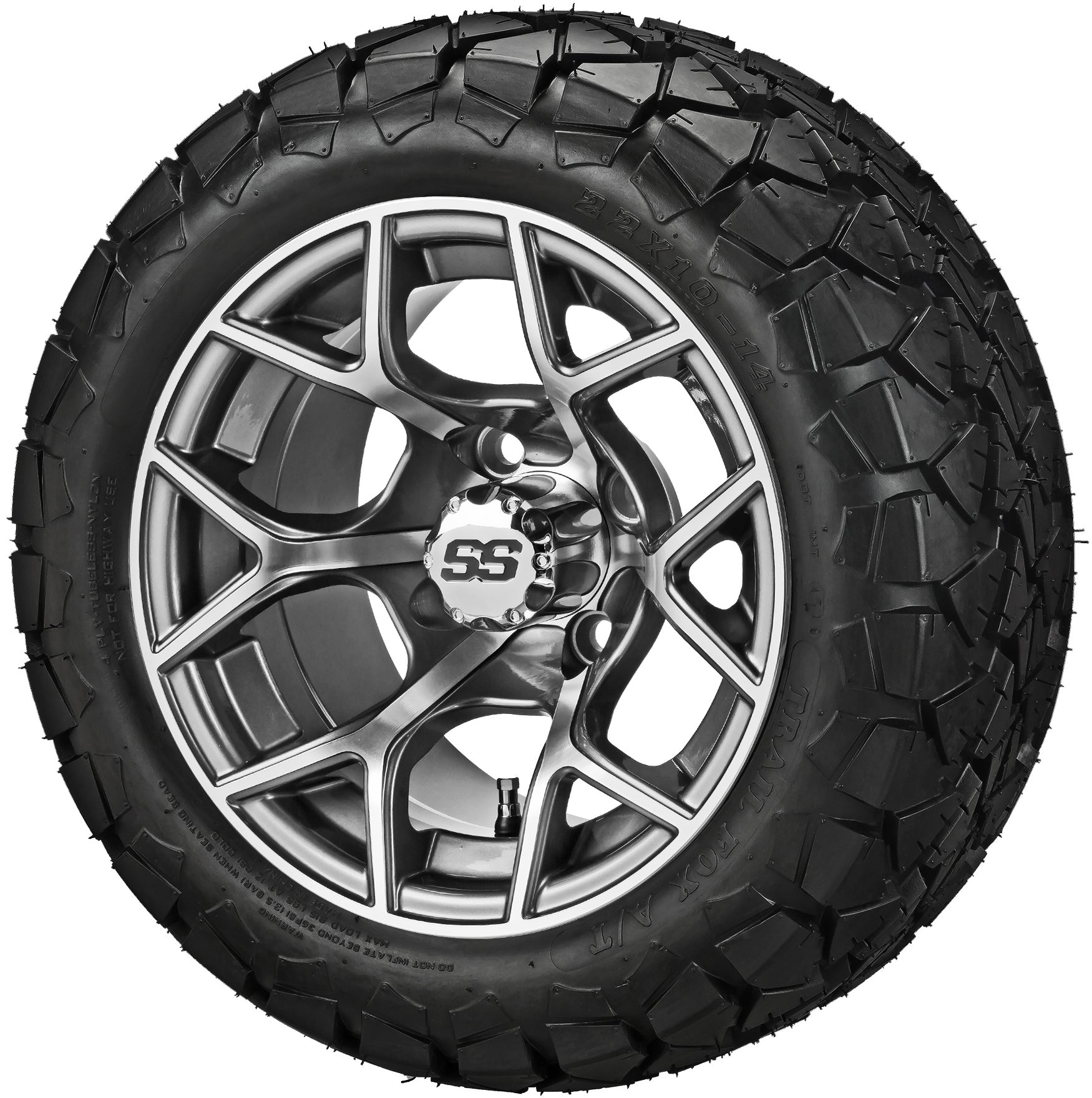 LSI 14' Ninja Gun Metal Gray & Machined Wheel and Lifted Tire Combo