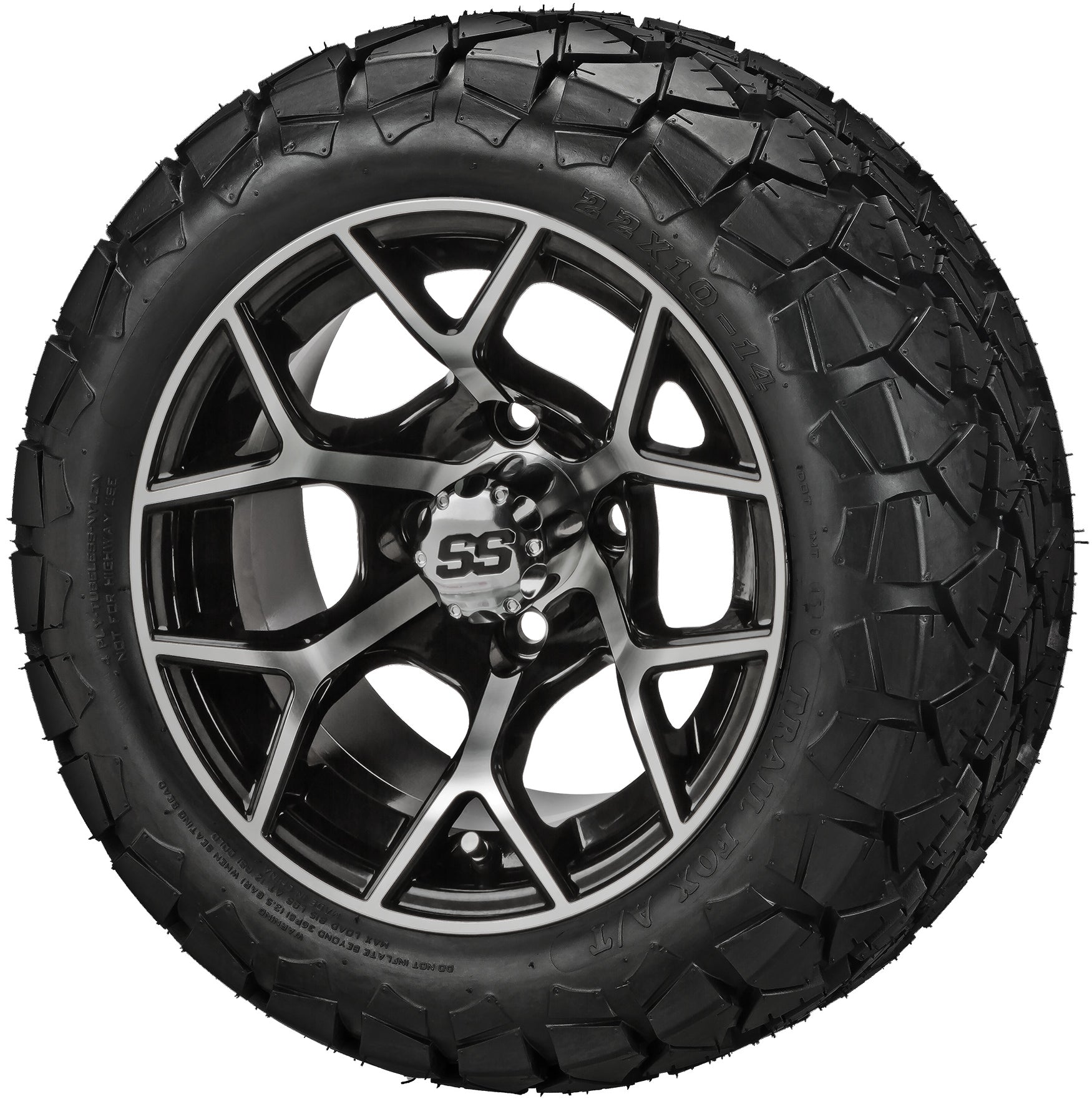 LSI 14' Ninja Black & Machined Wheel and Lifted Tire Combo