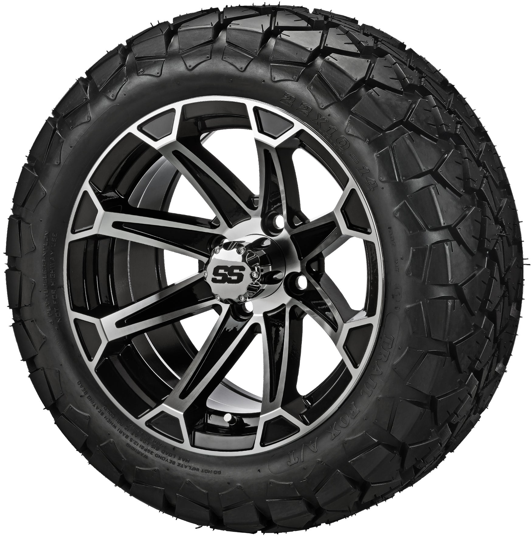 LSI 14' Viking Black & Machined Wheel and Lifted Tire Combo