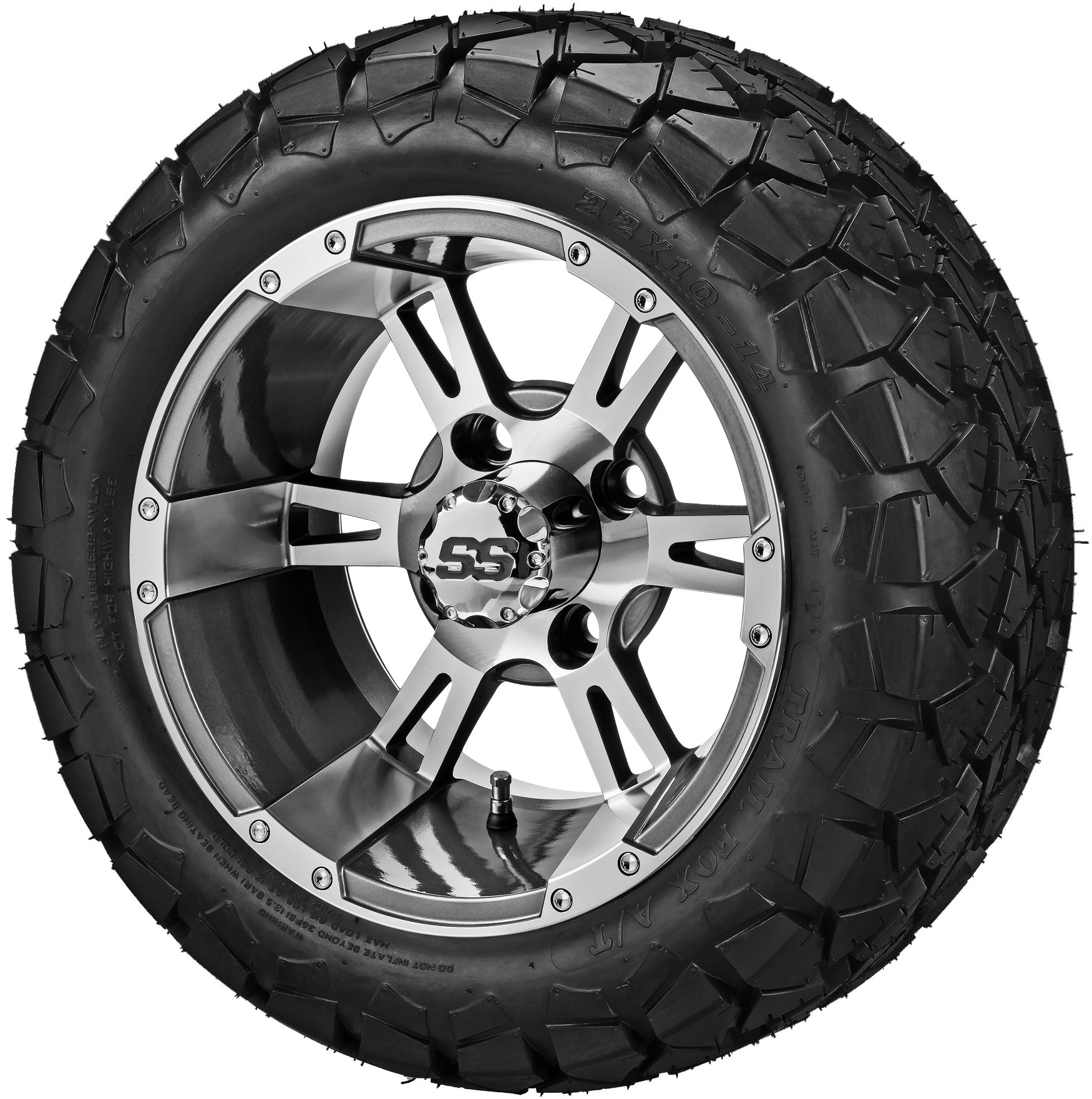 LSI 14' Raptor Gun Metal Gray & Machined Wheel and Lifted Tire Combo