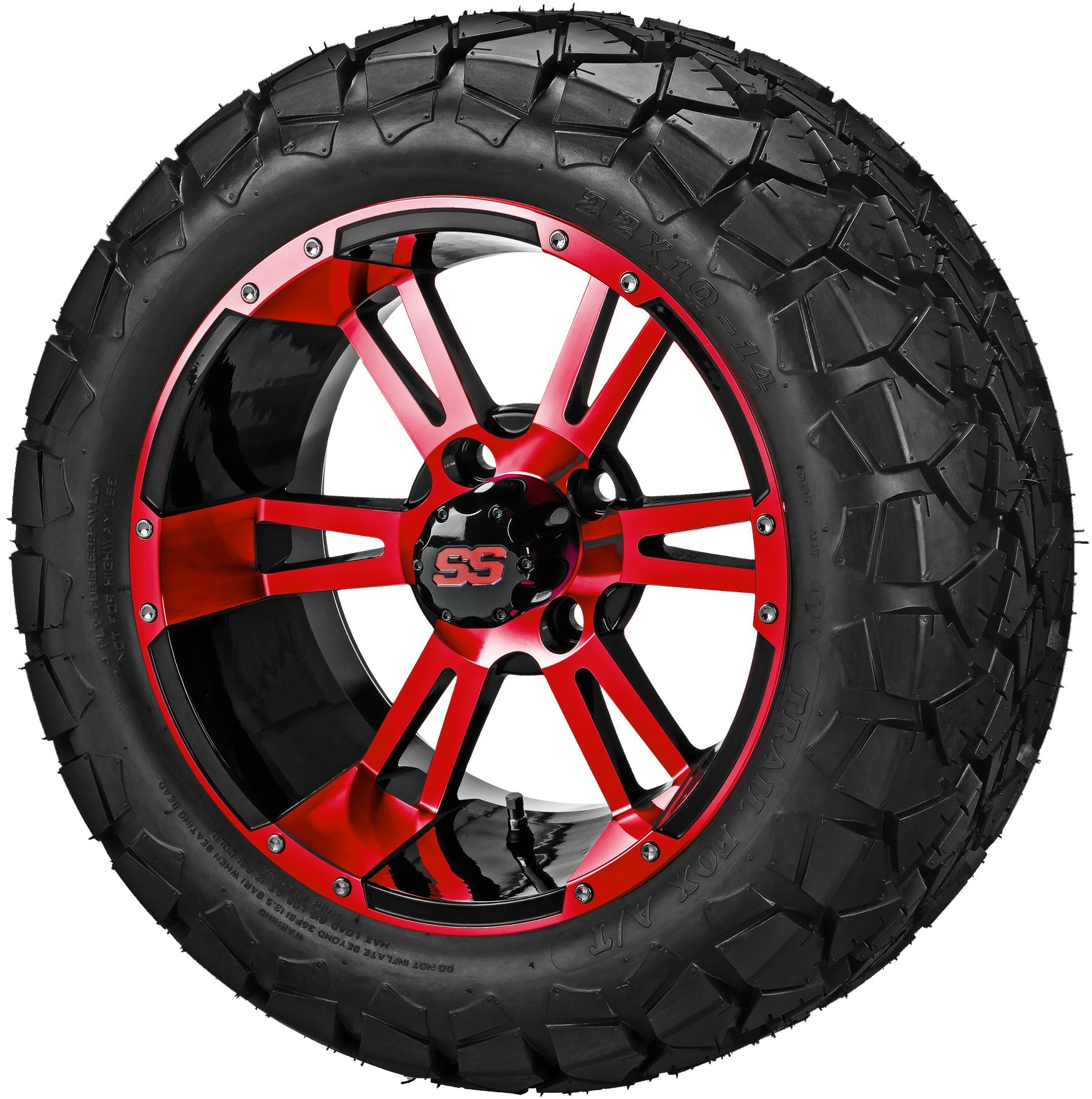LSI 14' Raptor Black & Red Wheel and Lifted Tire Combo