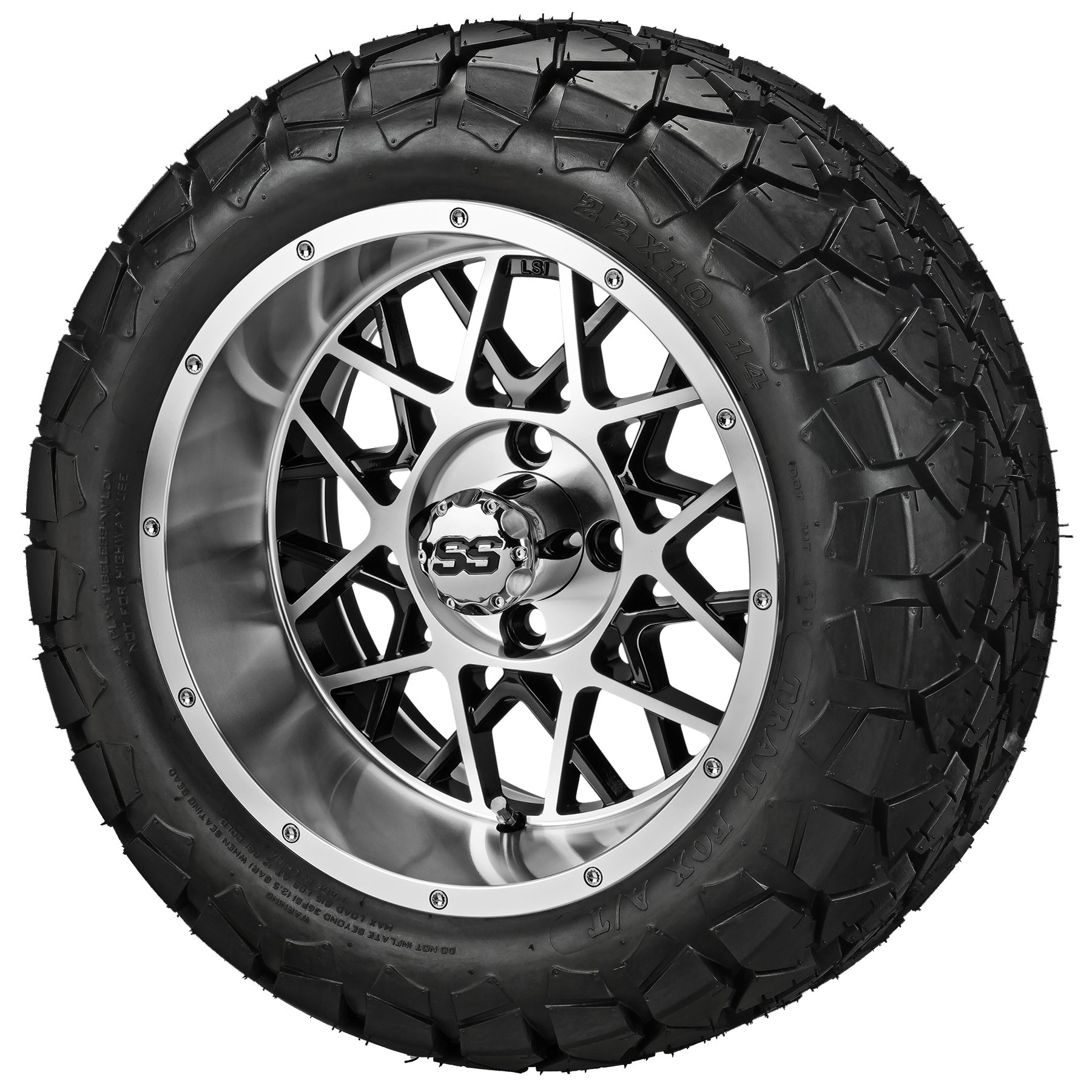 LSI 14' Black Widow Black & Machined Wheel and Lifted Tire Combo