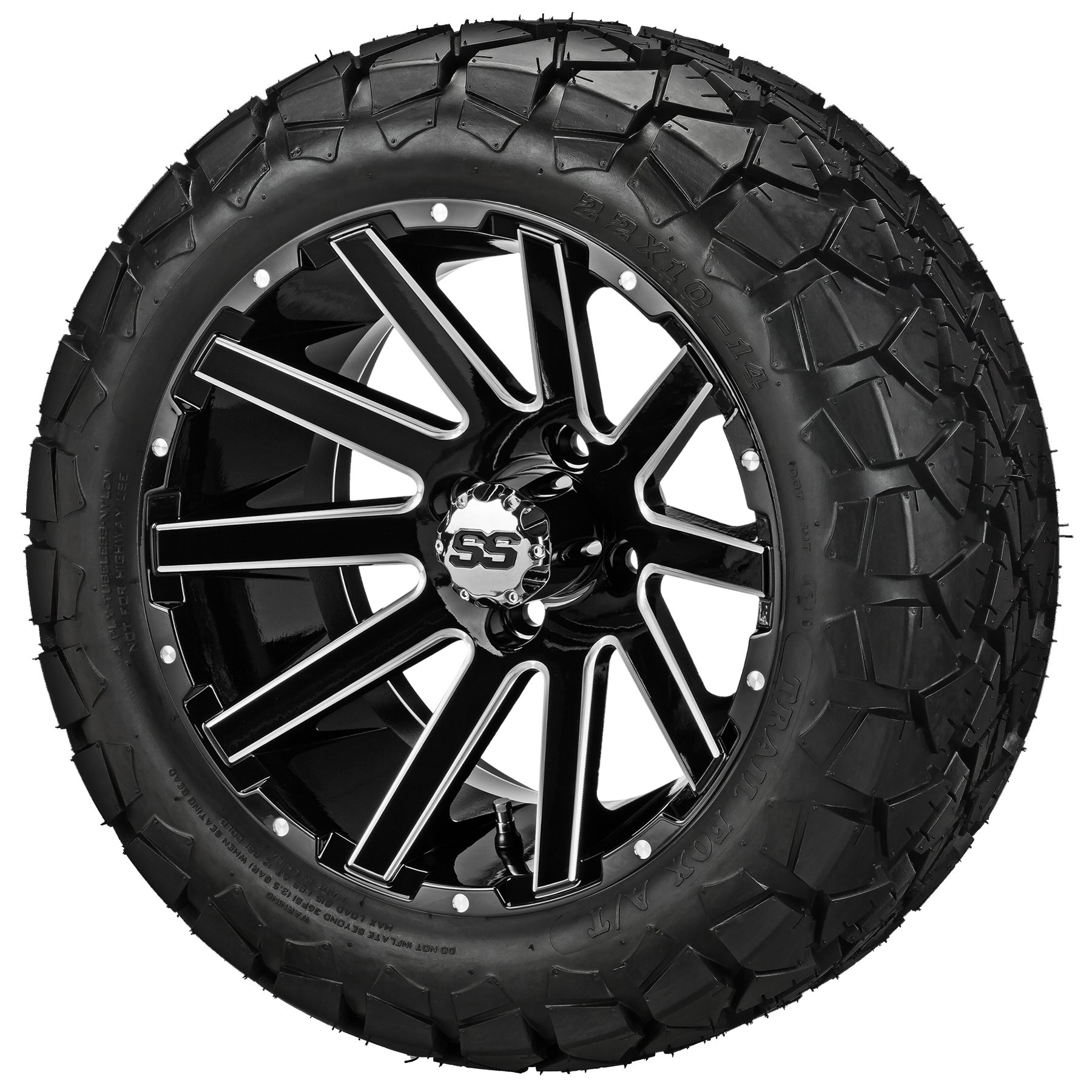 LSI 14' Venom Black & Machined Wheel and Lifted Tire Combo