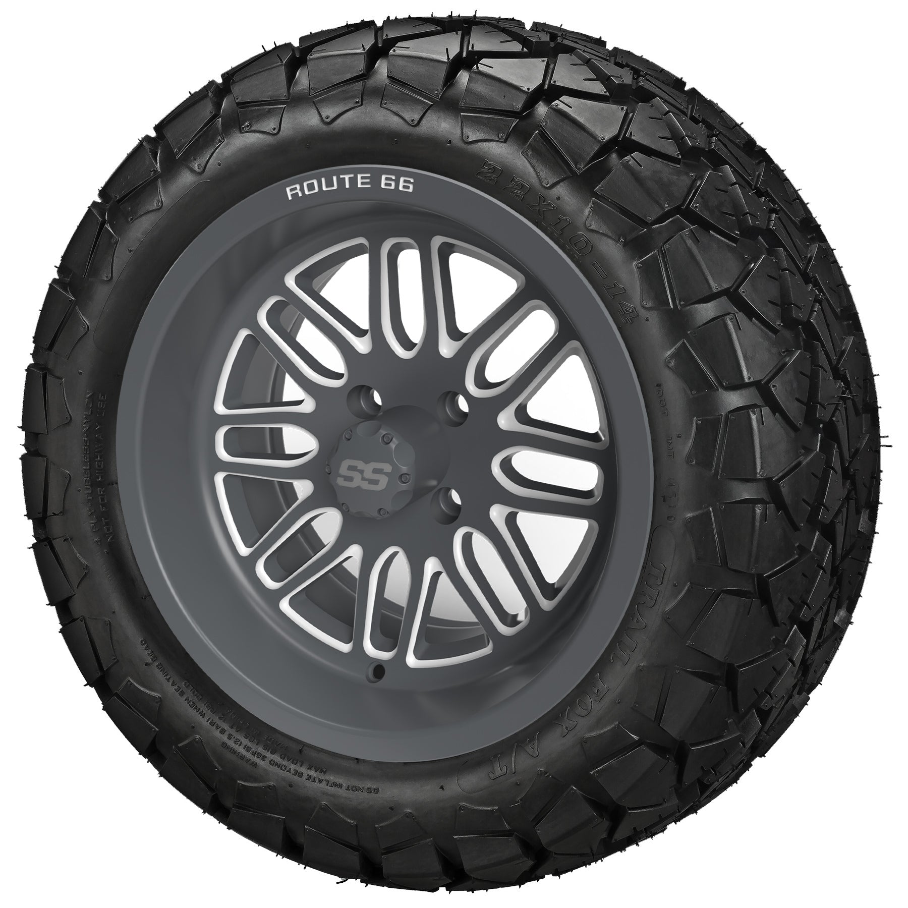 LSI 14' Sinister Gun Metal Gray & Machined Wheel and Lifted Tire Combo