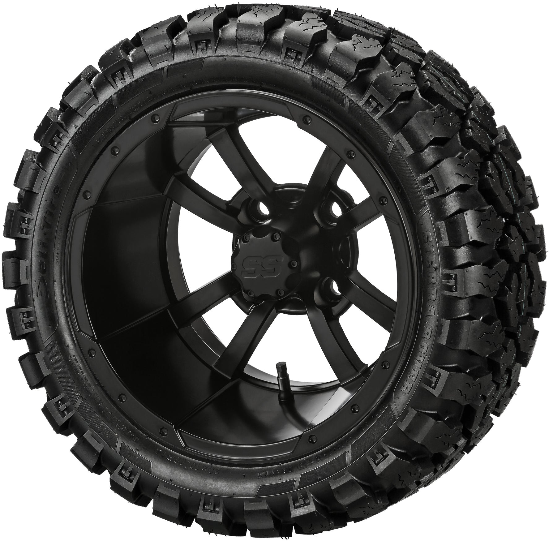 LSI 14' Maltese Cross Matte Black Wheel and Lifted Tire Combo