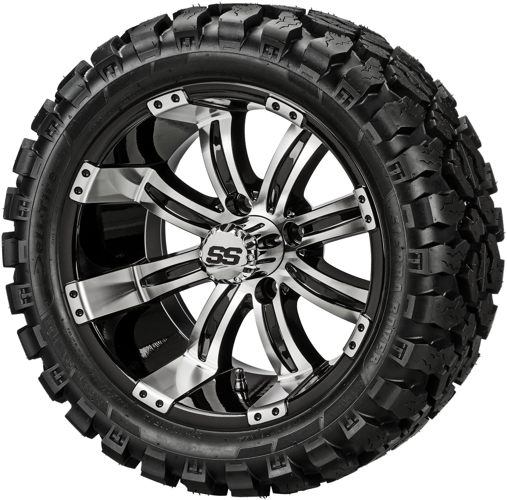 LSI 14' Casino Black & Machined Wheel and Lifted Tire Combo