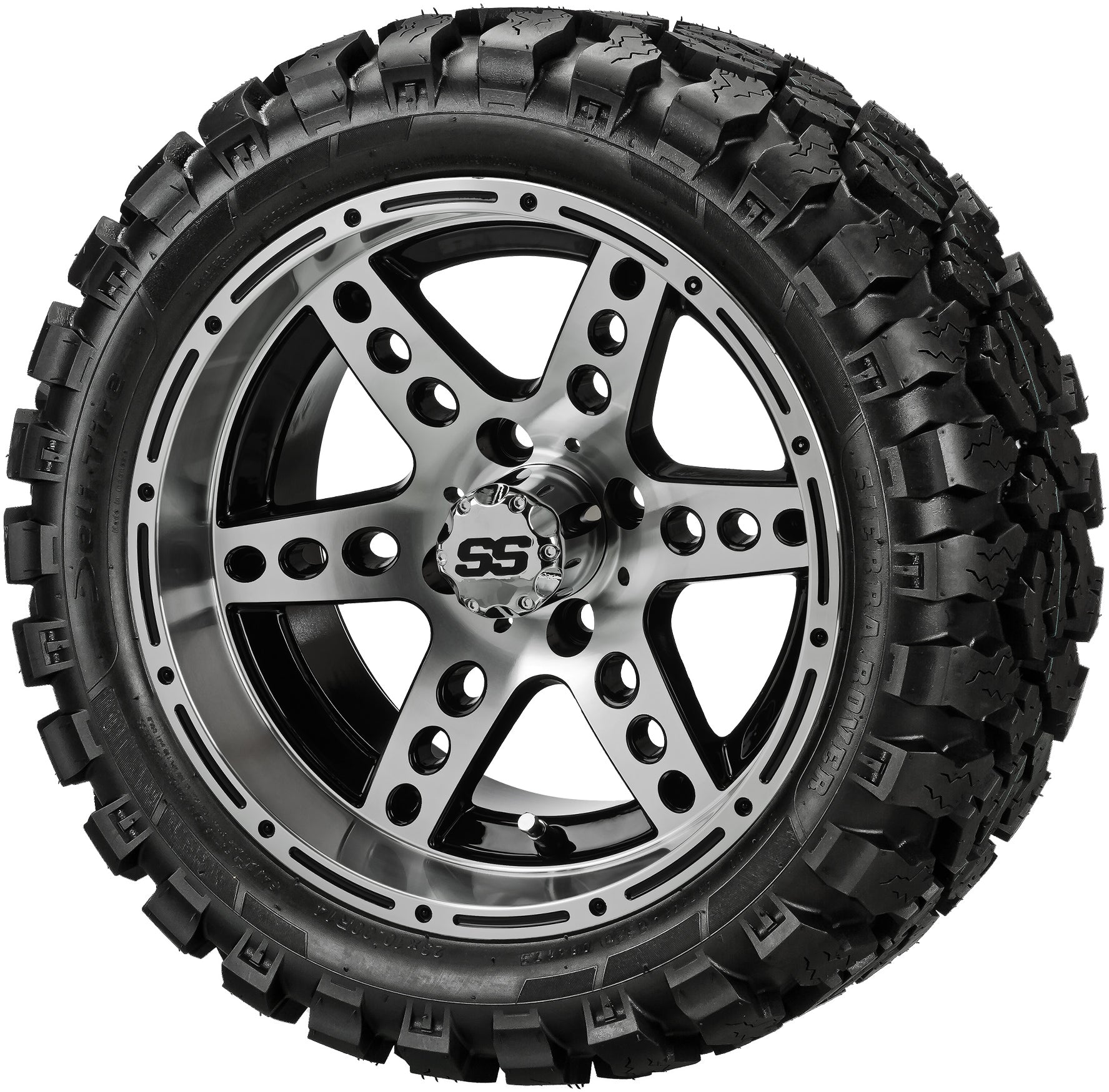 LSI 14' Chaos Black & Machined Wheel and Lifted Tire Combo