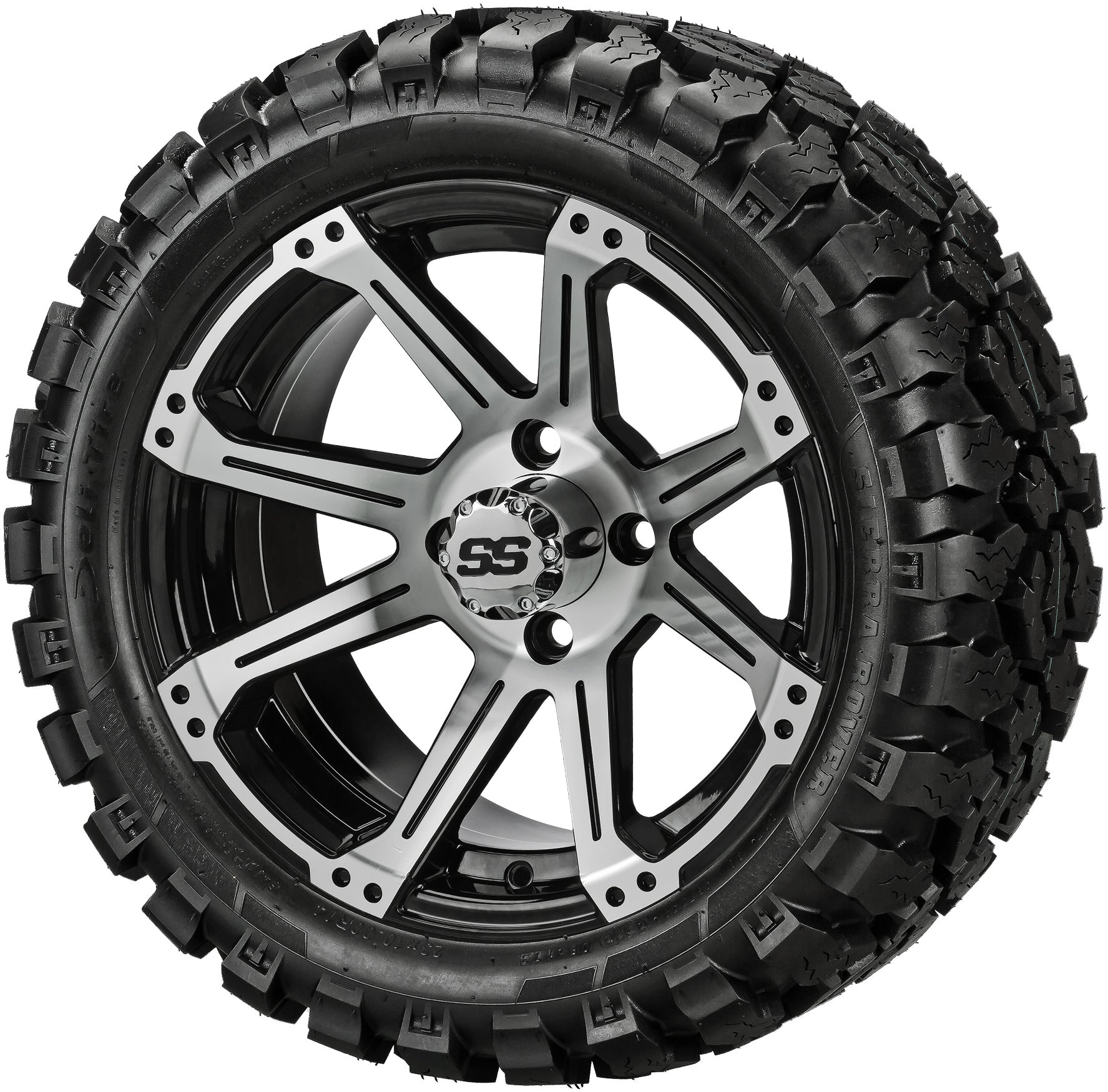 LSI 14' Rampage Black & Machined Wheel and Lifted Tire Combo