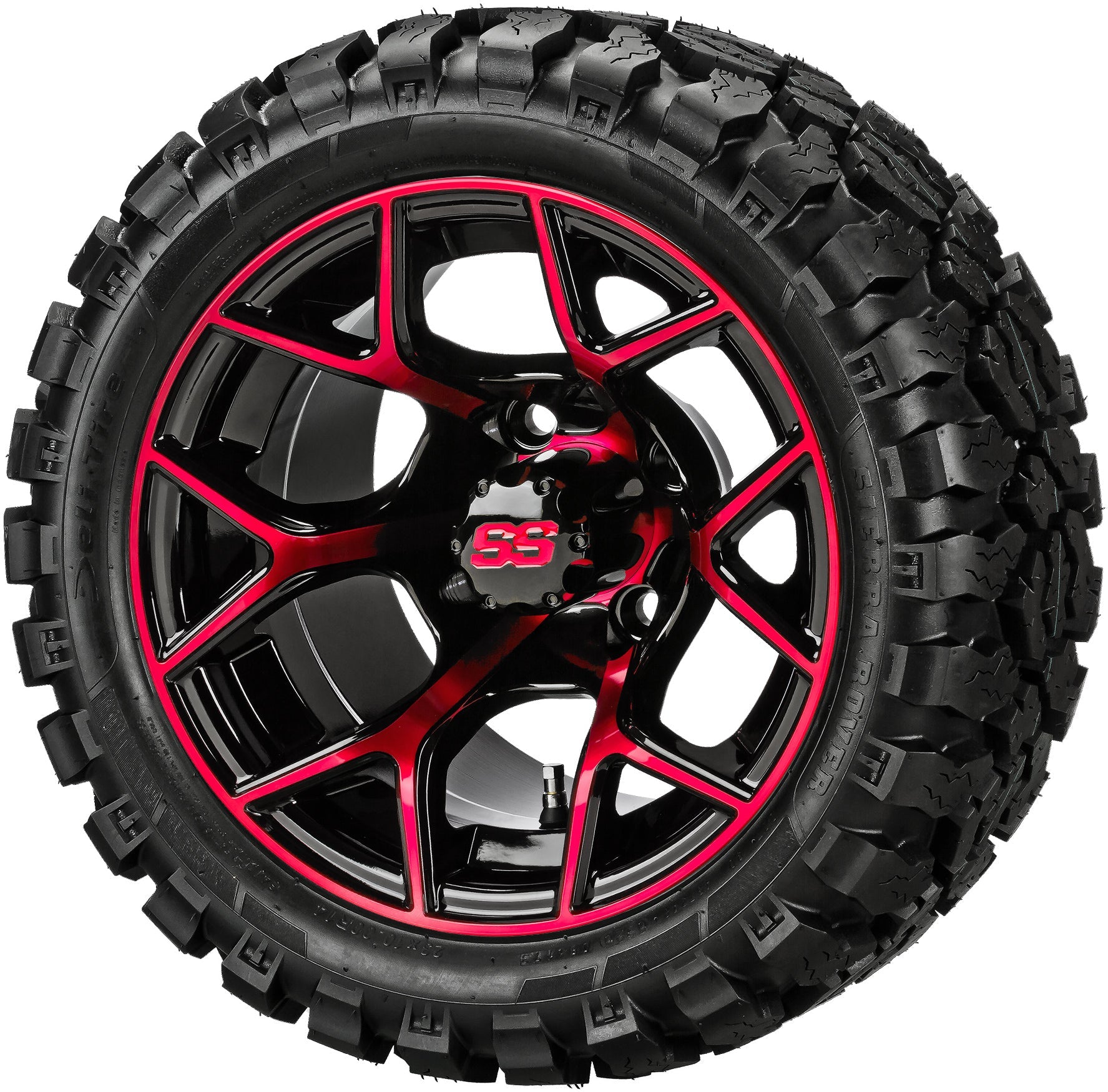 LSI 14' Ninja Black & Red Wheel and Lifted Tire Combo
