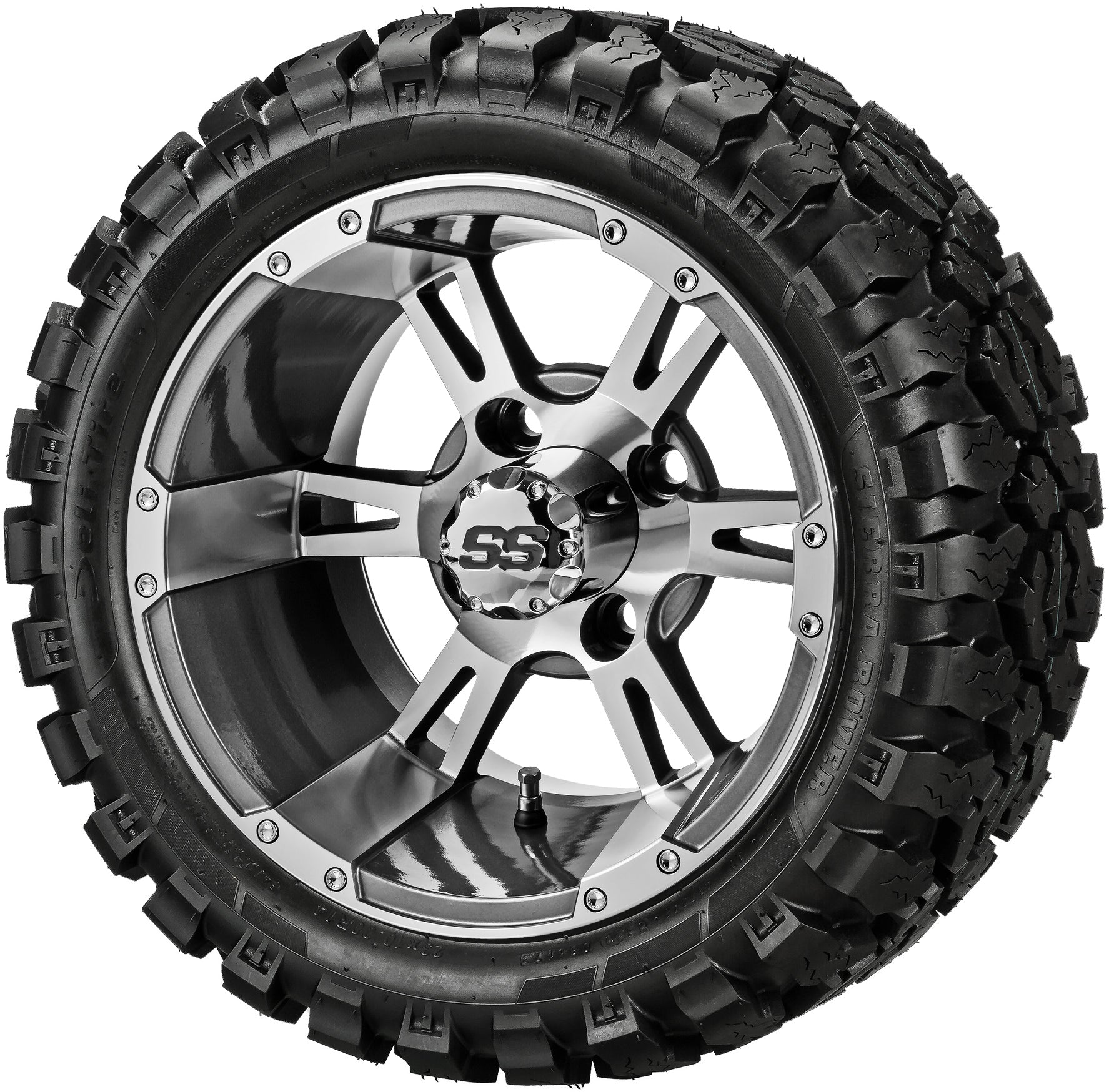 LSI 14' Raptor Gun Metal Gray & Machined Wheel and Lifted Tire Combo