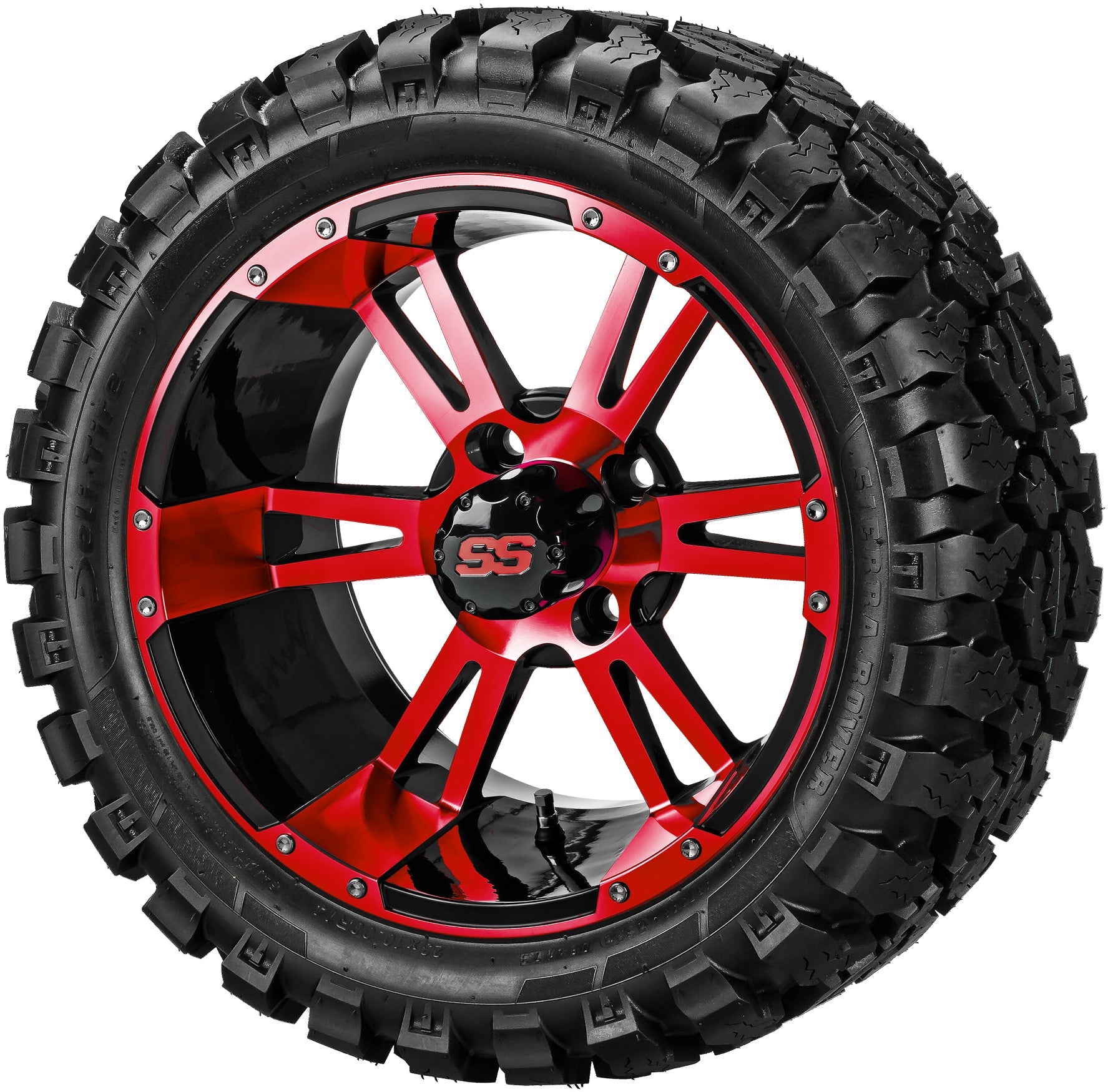 LSI 14' Raptor Black & Red Wheel and Lifted Tire Combo
