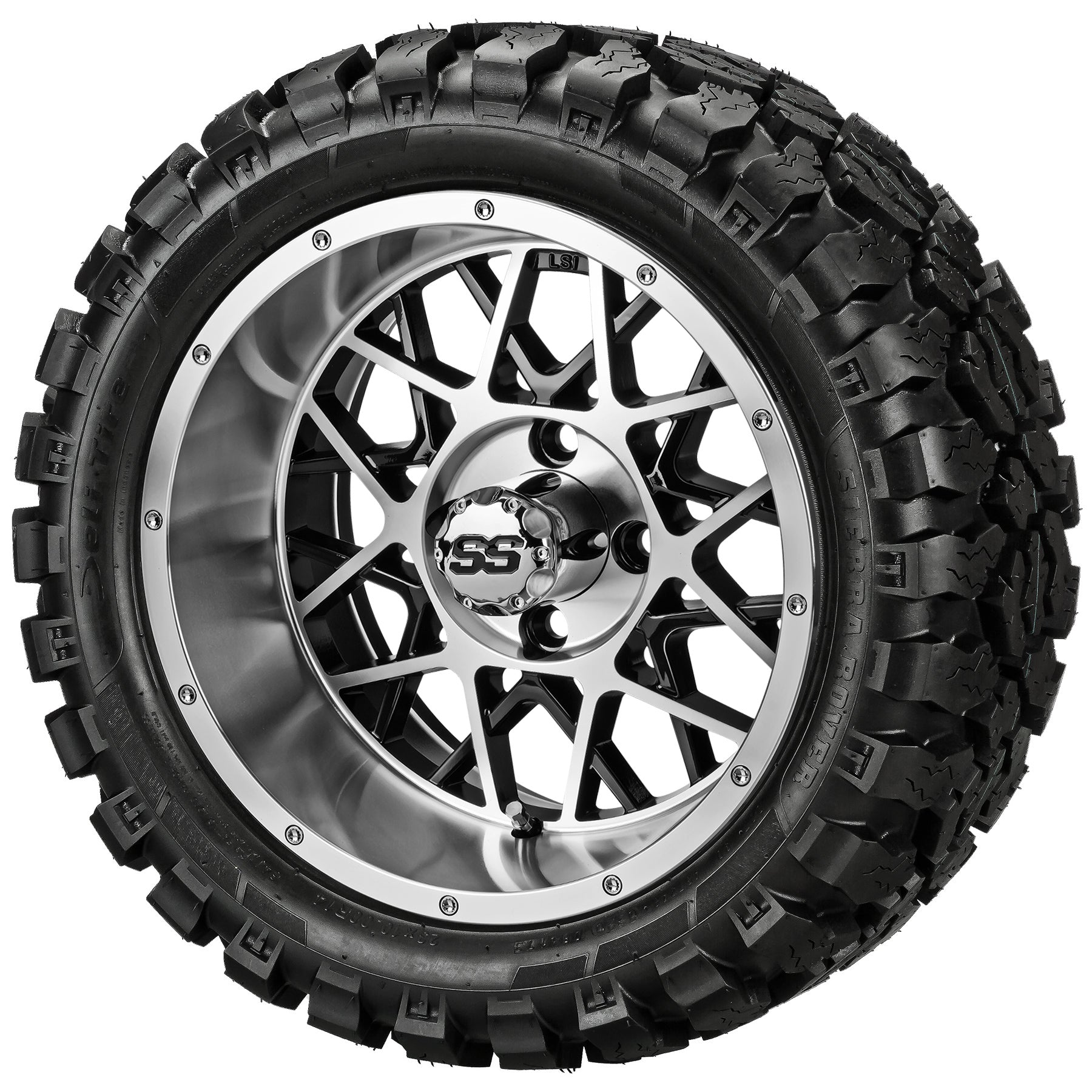 LSI 14' Black Widow Black & Machined Wheel and Lifted Tire Combo