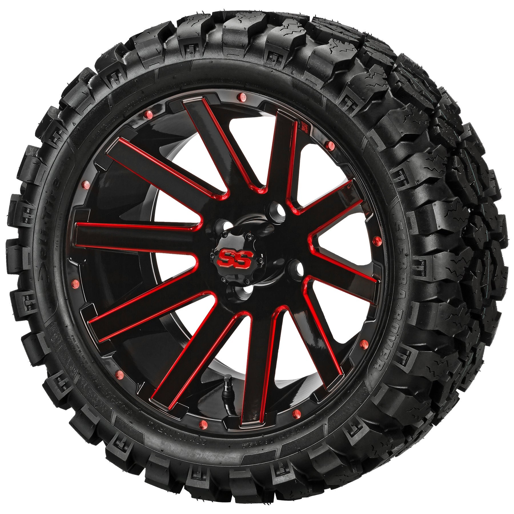 LSI 14' Venom Black & Red Wheel and Lifted Tire Combo