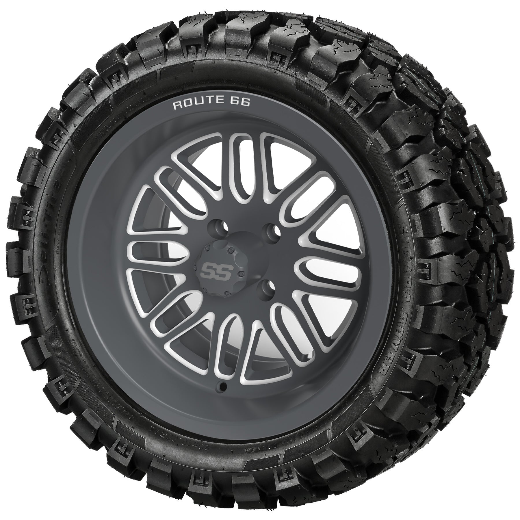 LSI 14' Sinister Gun Metal Gray & Machined Wheel and Lifted Tire Combo