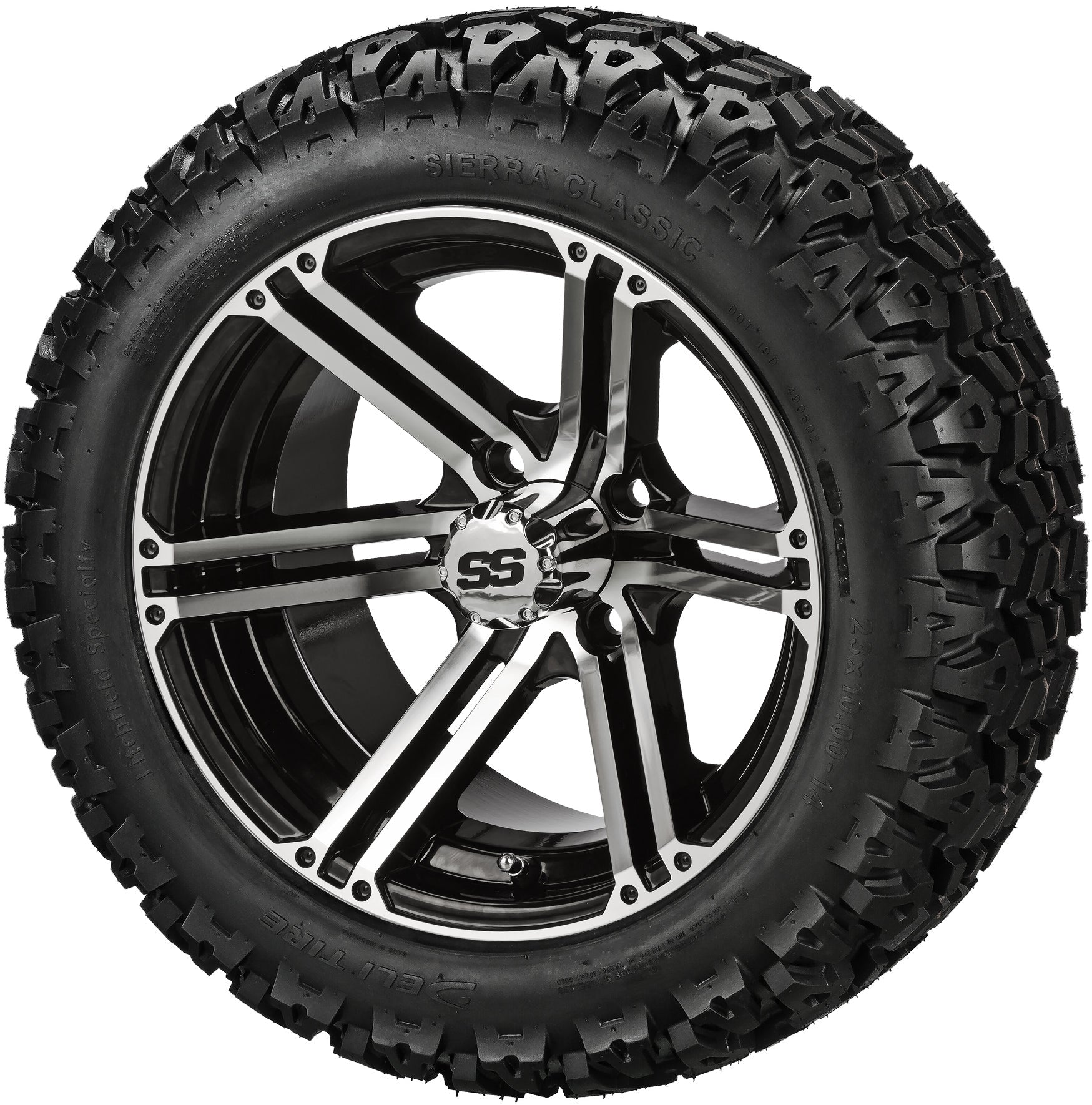 LSI 14' Yukon Black & Machined Wheel and Lifted Tire Combo