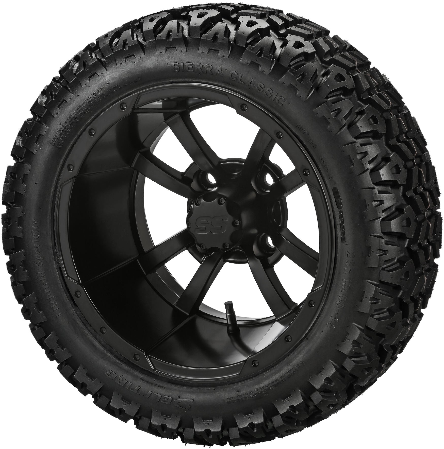 LSI 14' Maltese Cross Matte Black Wheel and Lifted Tire Combo