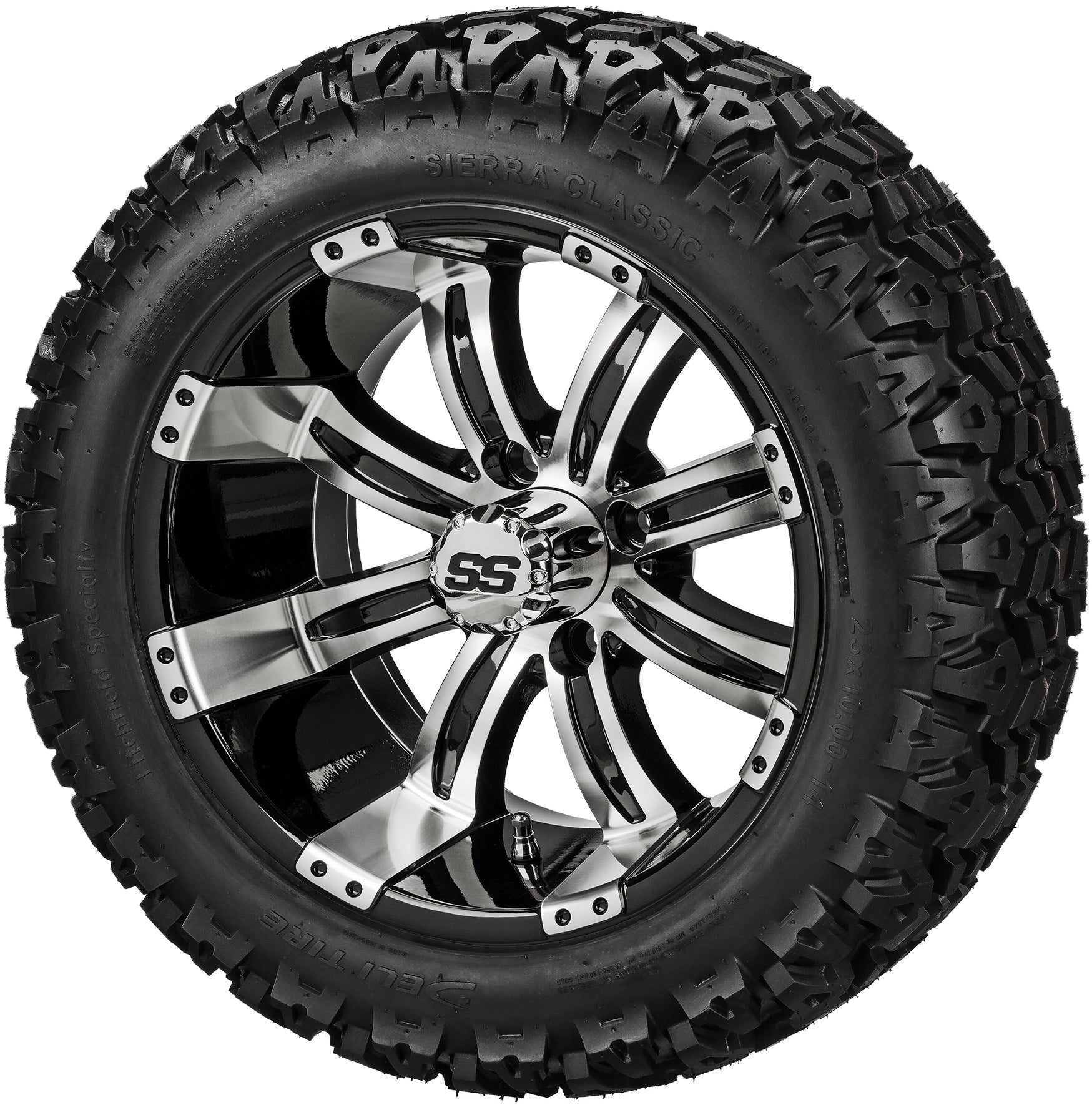 LSI 14' Casino Black & Machined Wheel and Lifted Tire Combo