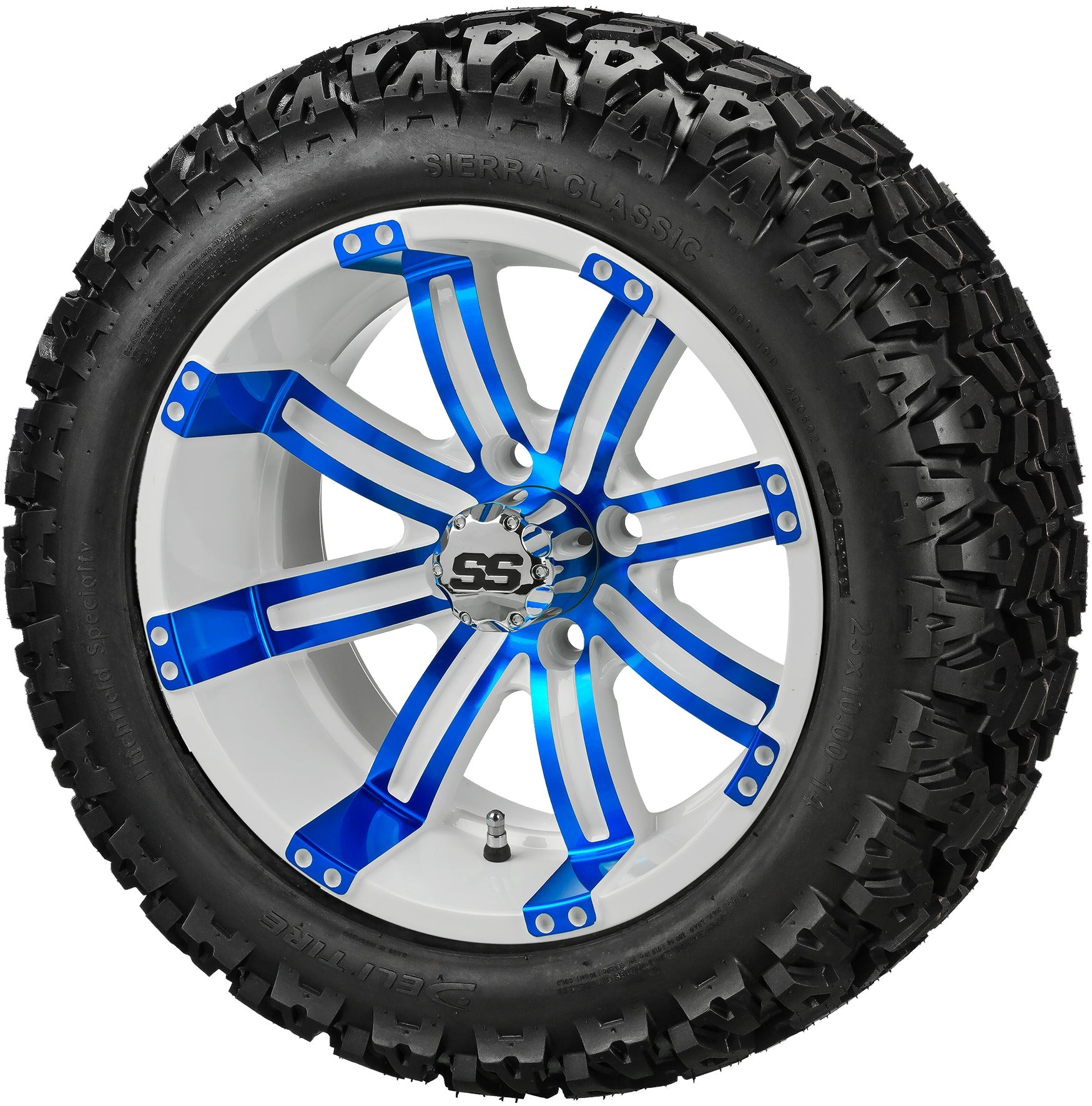 LSI 14' Casino White & Blue Wheel and Lifted Tire Combo
