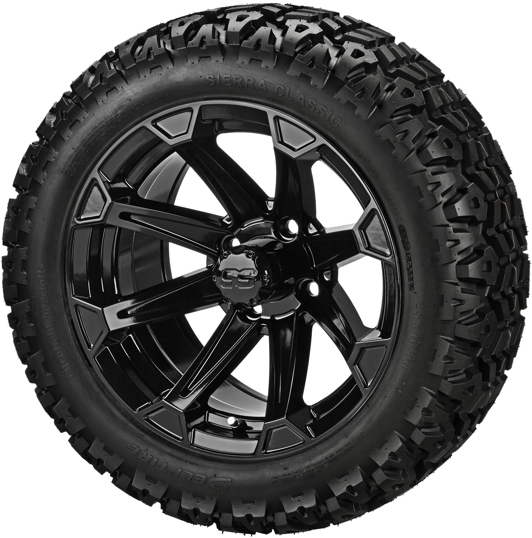LSI 14' Viking Gloss Black Wheel and Lifted Tire Combo