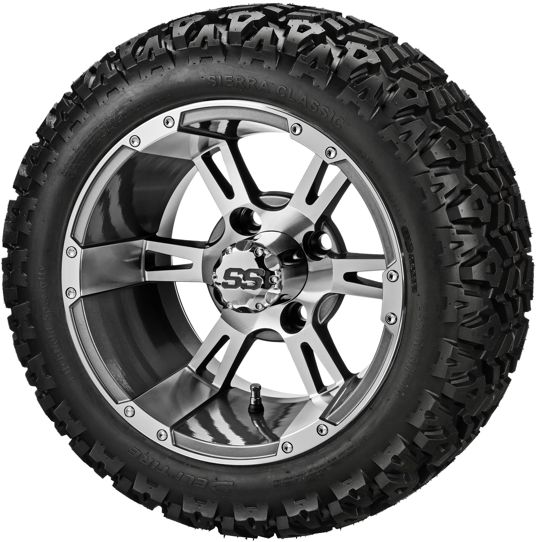 LSI 14' Raptor Gun Metal Gray & Machined Wheel and Lifted Tire Combo